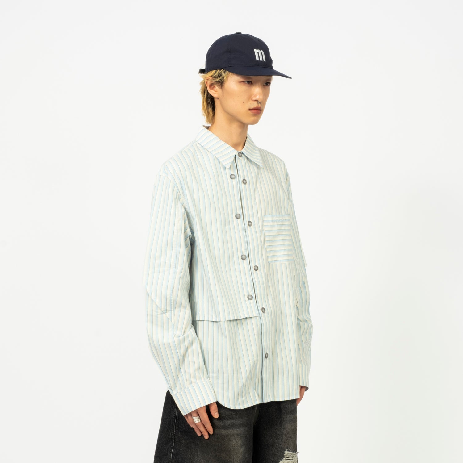 [ANDERSSON BELL] STRIPE LAYERED SHIRT _ BLUE