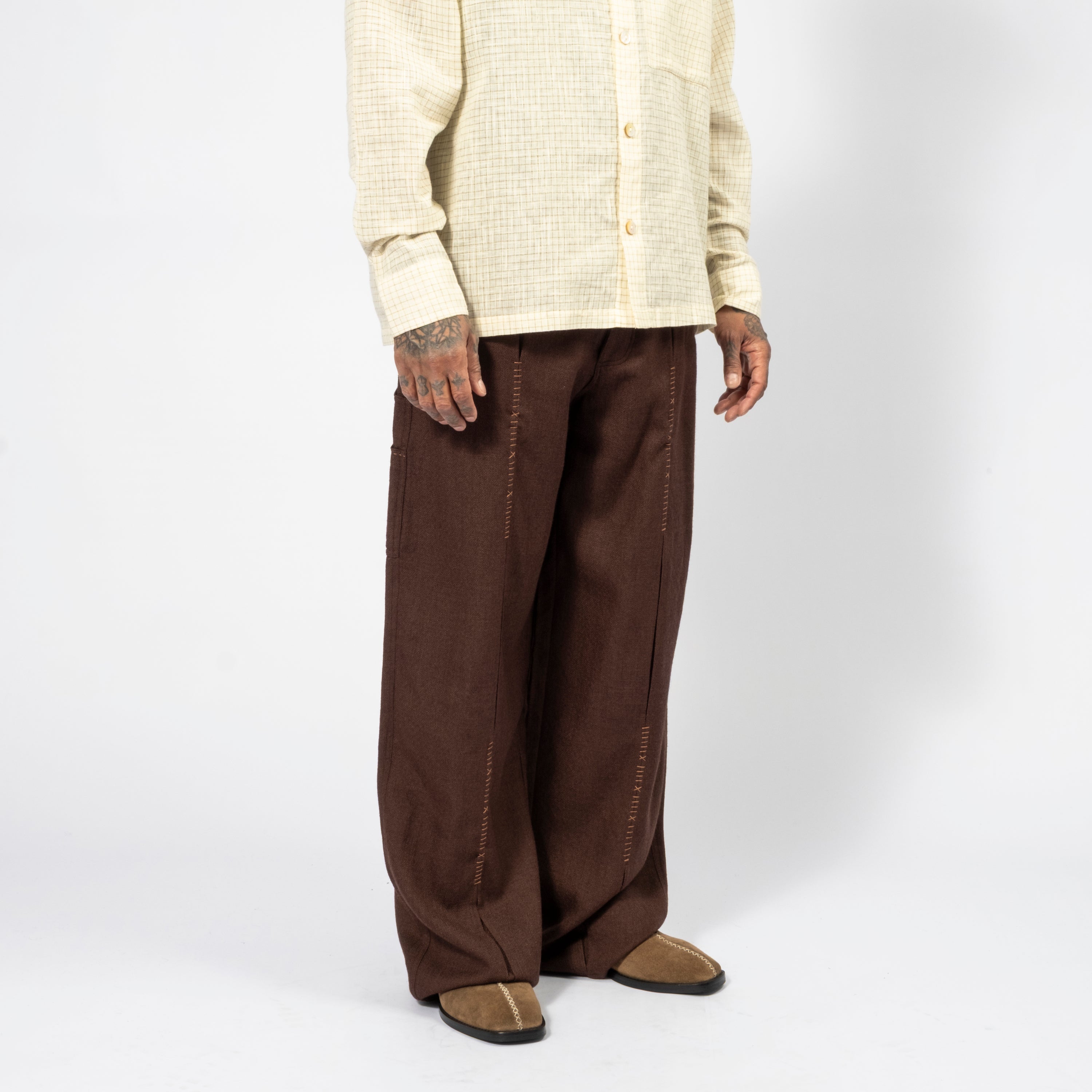 [KARTIK RESEARCH] FW25-81 SHAANTI TROUSER _ CHOCOLATE/SAFFRON
