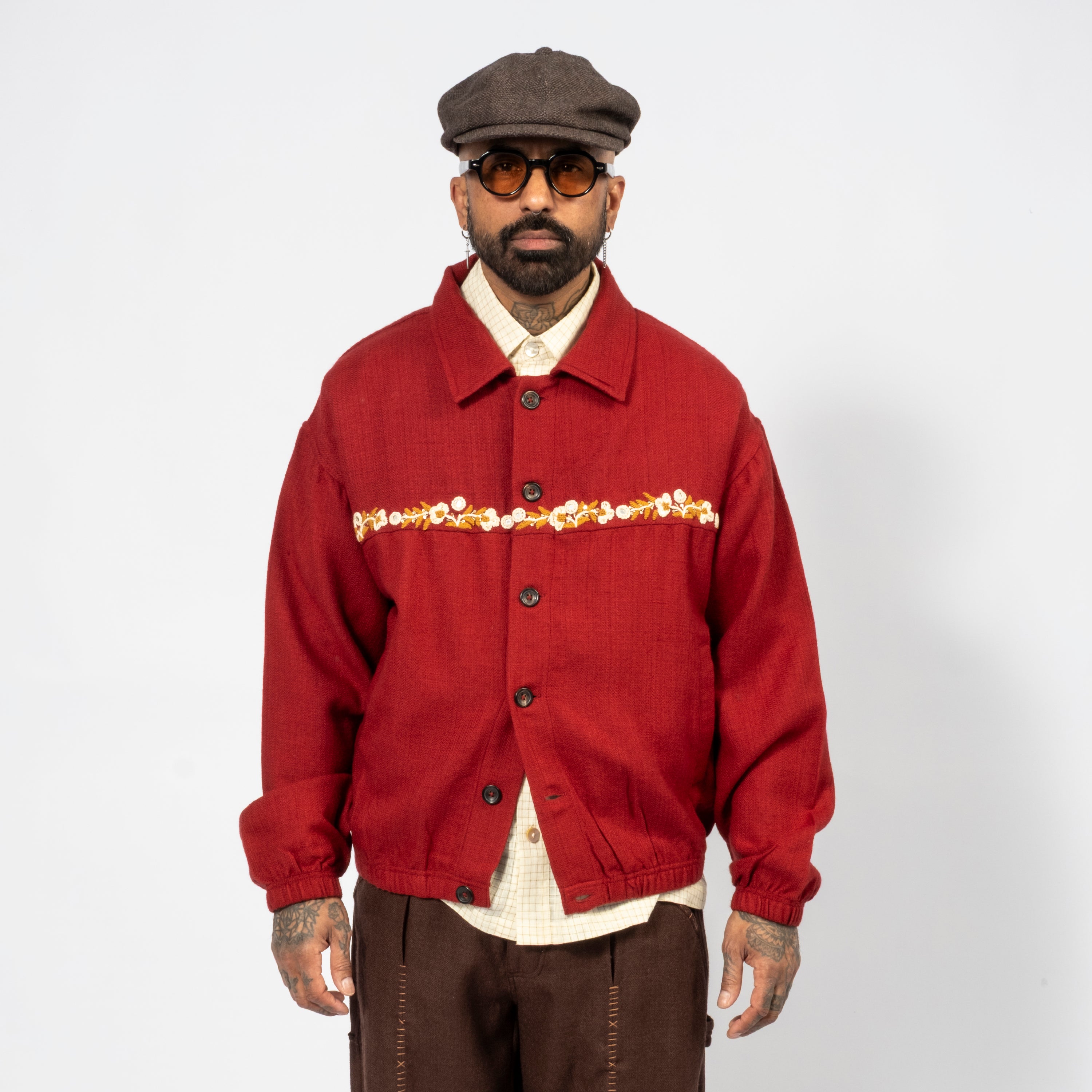 [KARTIK RESEARCH] FW25-22 RISHIKESH JACKET _ RED/GOLD/ECRU