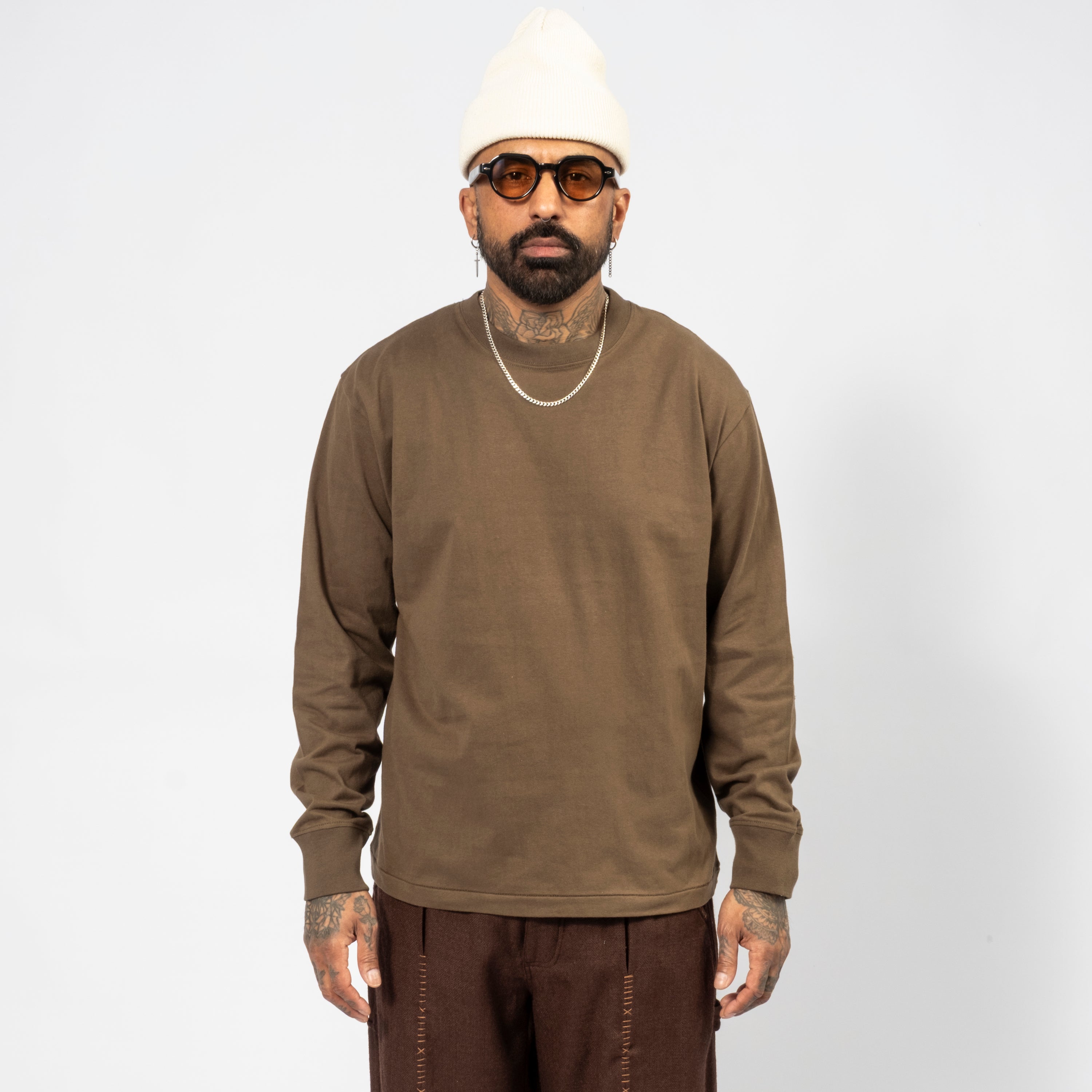 [KARTIK RESEARCH] FW25-123 ELBOW PATCH TEE SHIRT _ OLIVE