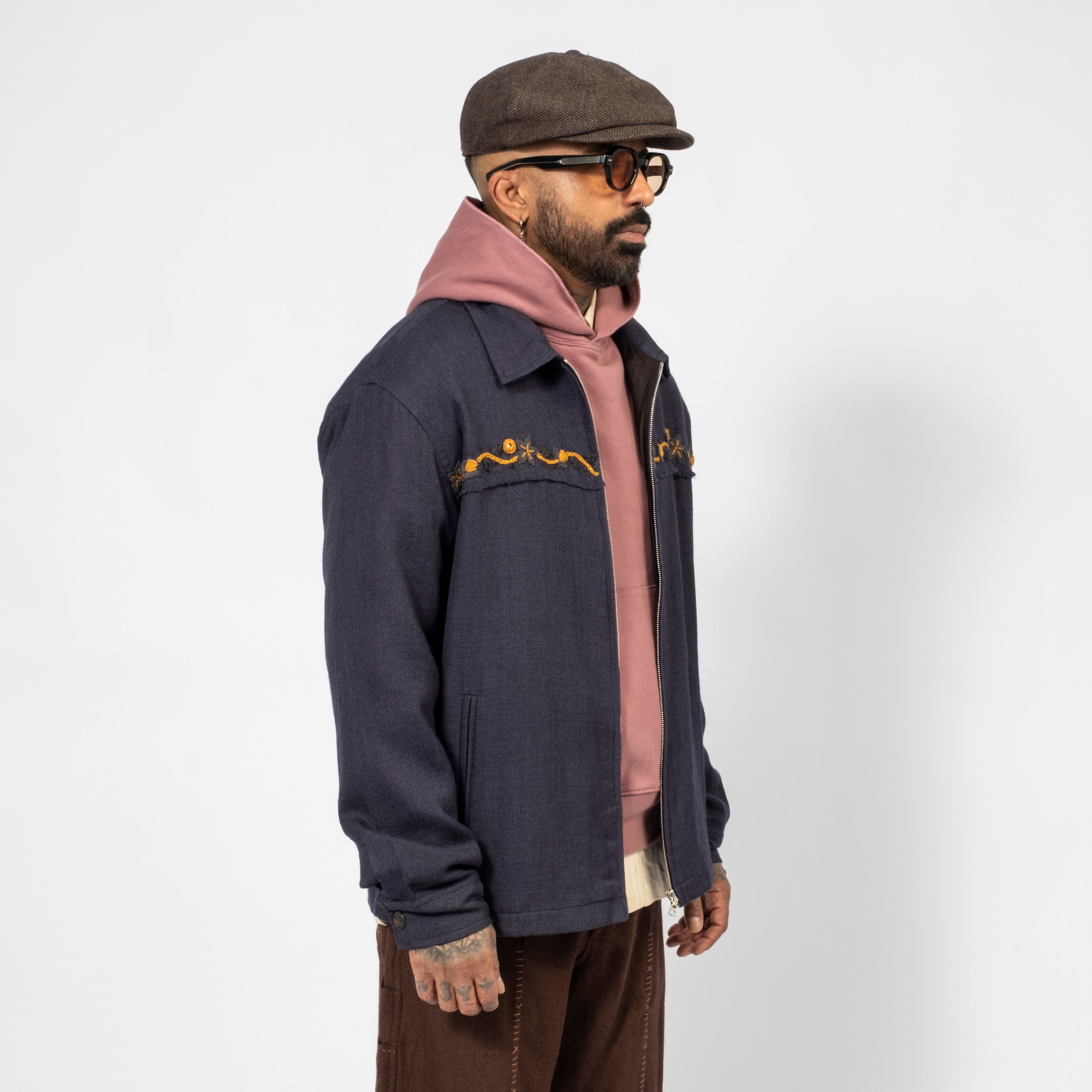 [KARTIK RESEARCH] FW25-33 ZIP WORK JACKET _ NAVY/GOLD