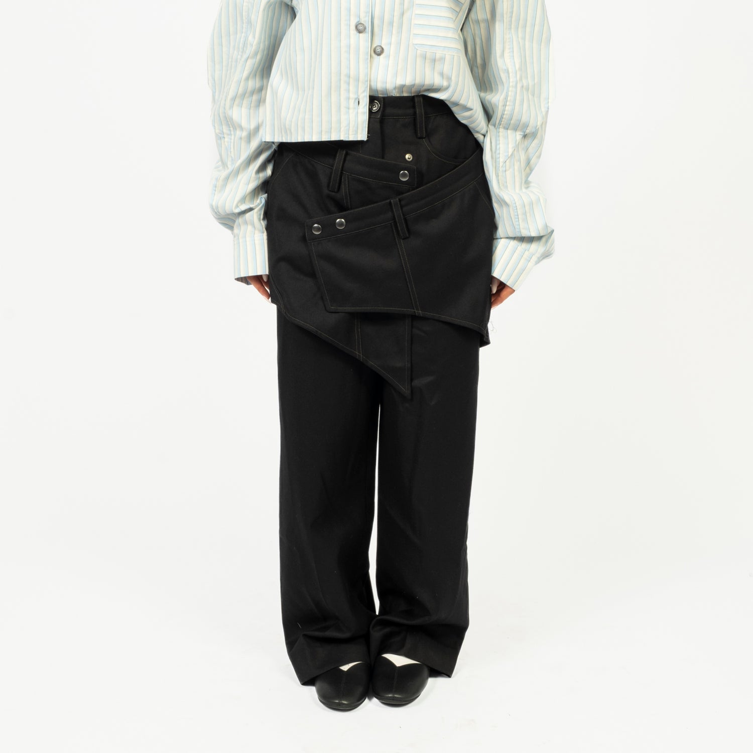[ANDERSSON BELL] CROSSOVER WRAP TAILORED TROUSER _ BLACK
