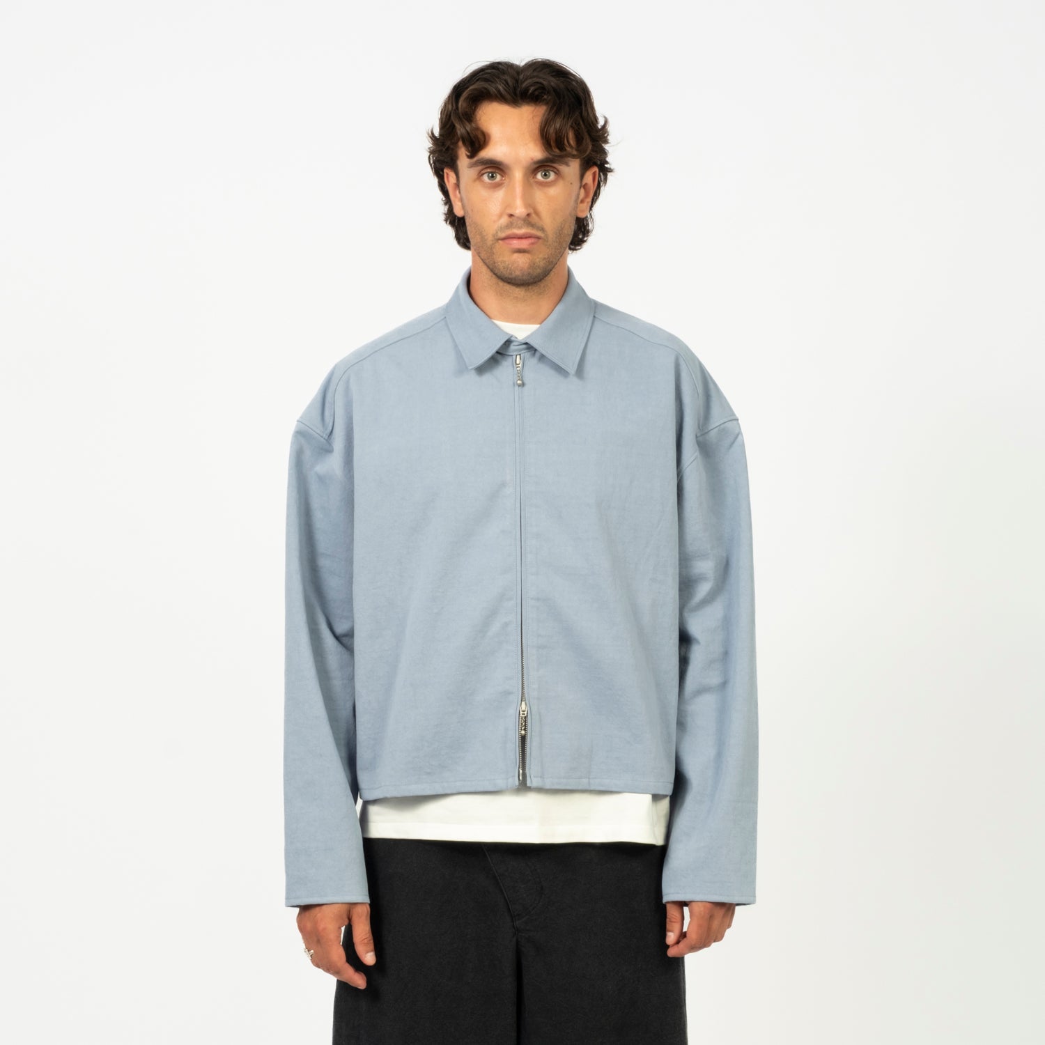 [MERELY MADE] PREMIUM NOMADIC CROPPED JACKET _ WASHED SKY BLUE