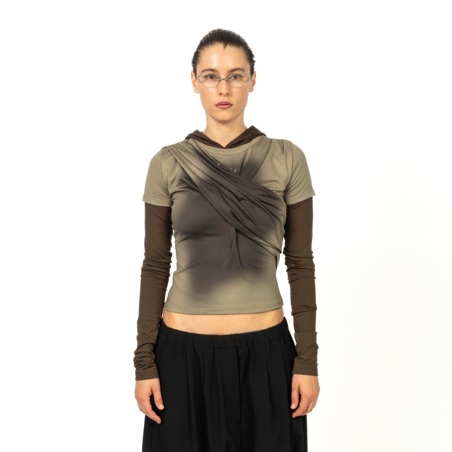 [ANDERSSON BELL] GATHERED HOODIE JERSEY TOP _ GREEN