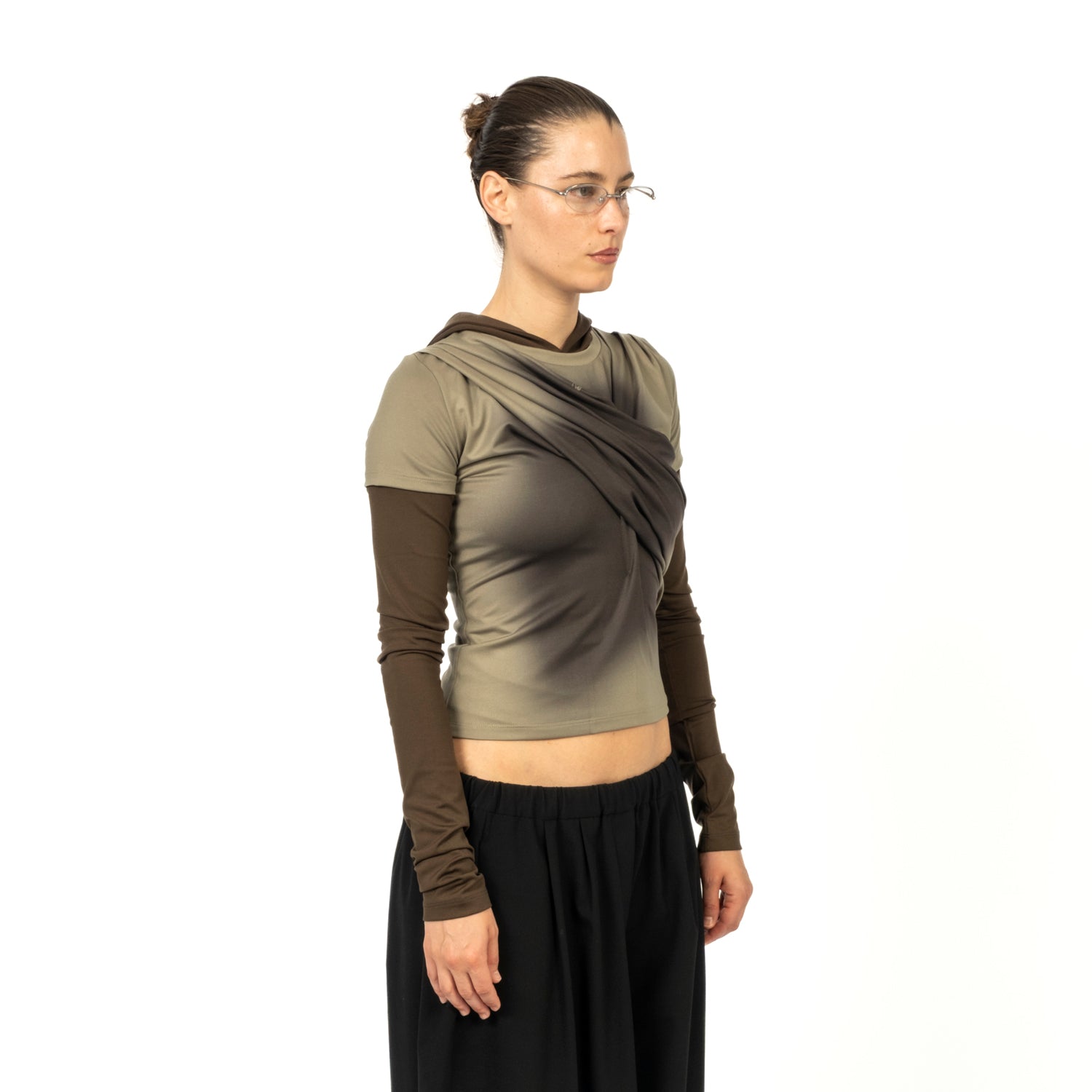 [ANDERSSON BELL] GATHERED HOODIE JERSEY TOP _ GREEN