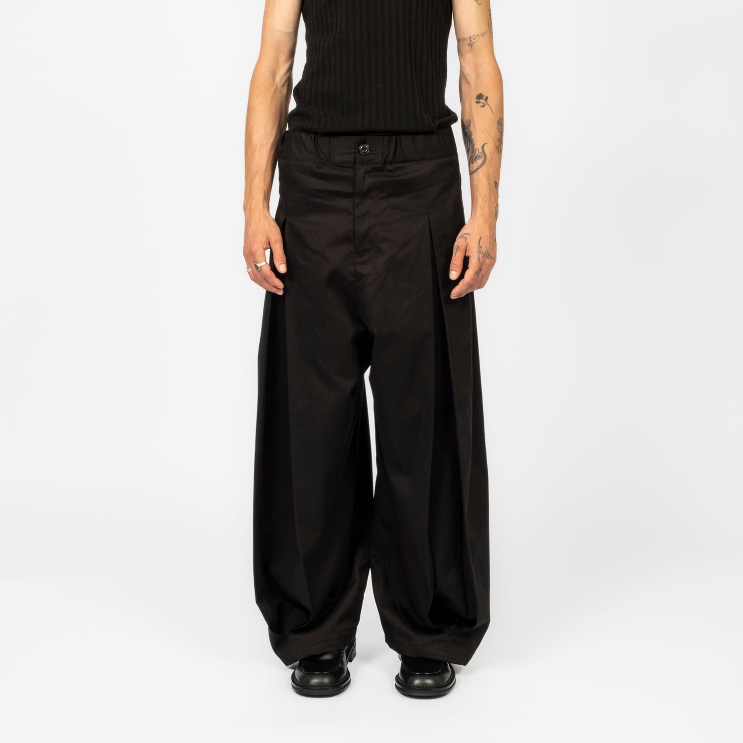 [SAGE NATION] BOX PLEAT TROUSER _ BLACK