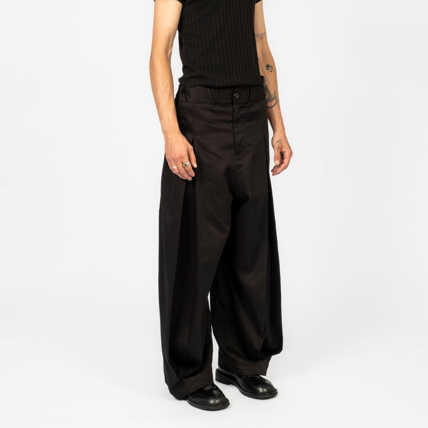 [SAGE NATION] BOX PLEAT TROUSER _ BLACK