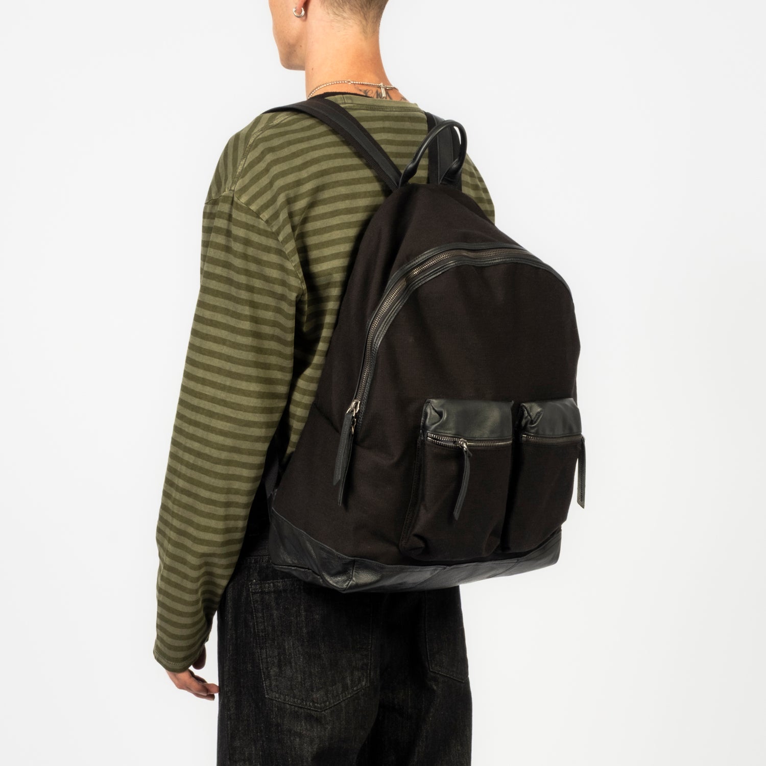 [HATCHINGROOM] LEATHER DAYPACK BIG _ BLACK