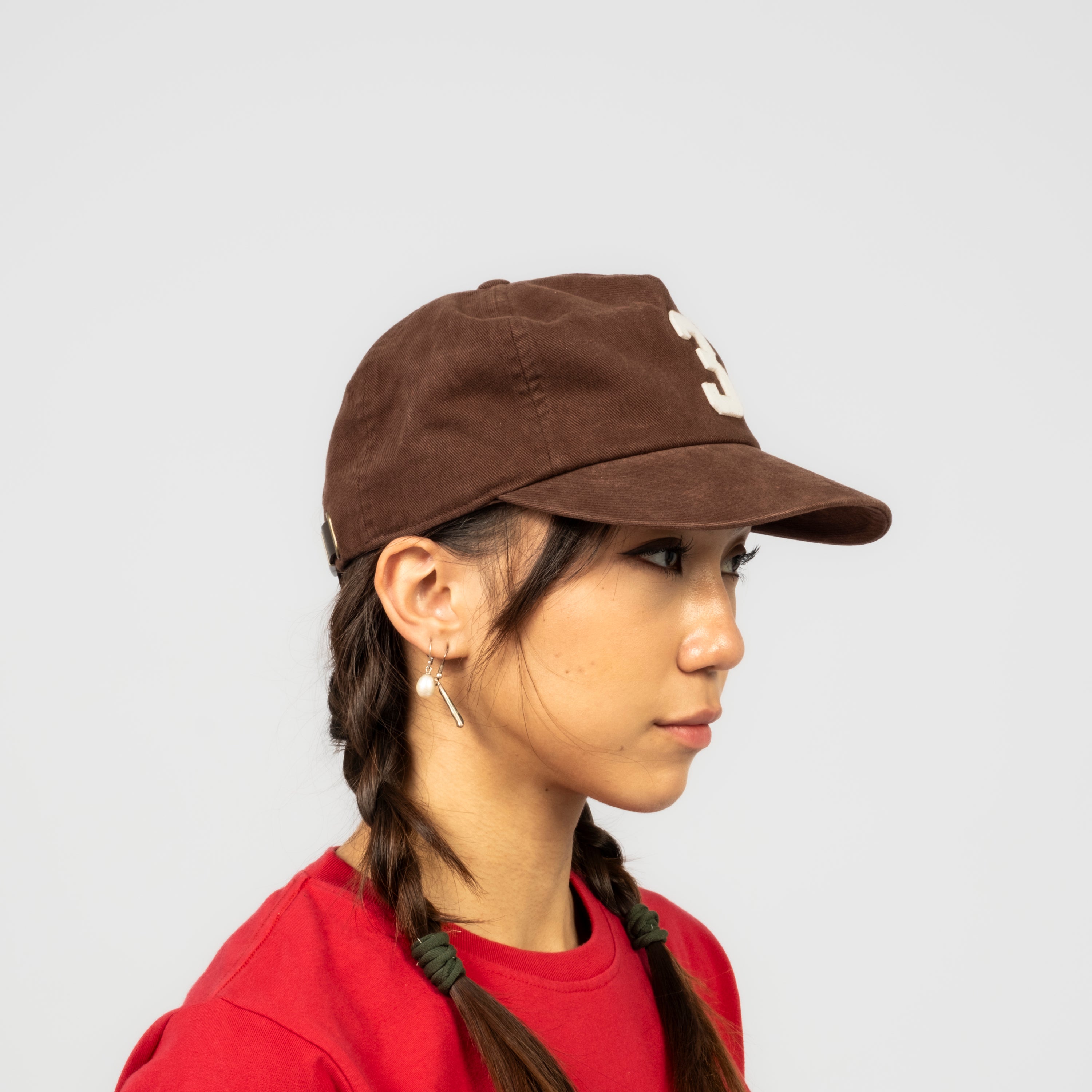 [COLLECT PIECES] NUMBER 3 5 PANEL CAP _ BROWN