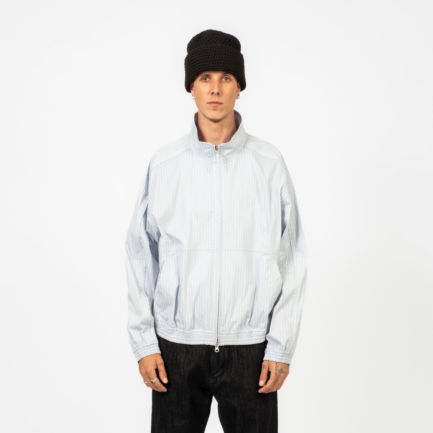 [DUNST] UNISEX LIGHT HARRINGTON JACKET _ SOFT BLUE STRIPE