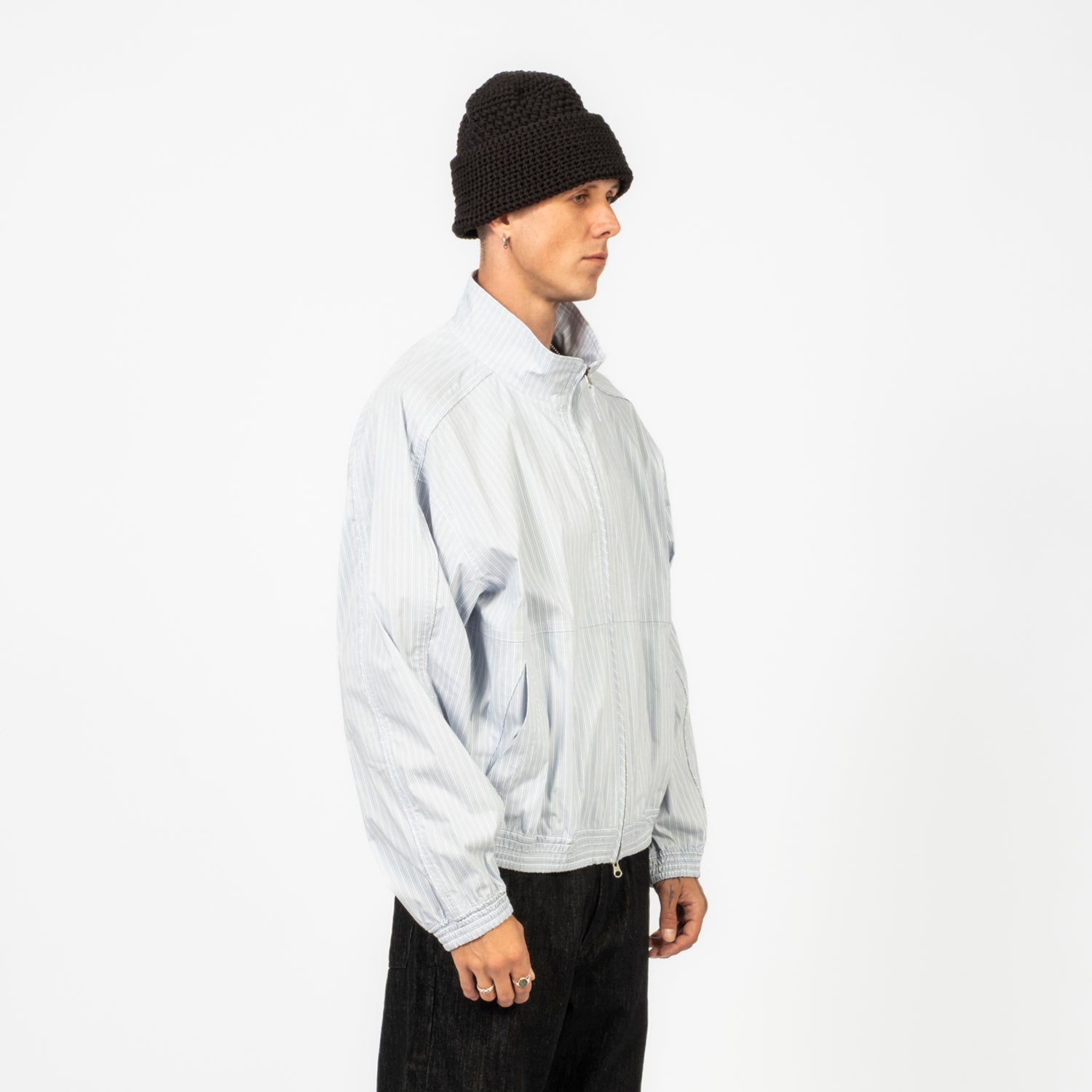 [DUNST] UNISEX LIGHT HARRINGTON JACKET _ SOFT BLUE STRIPE