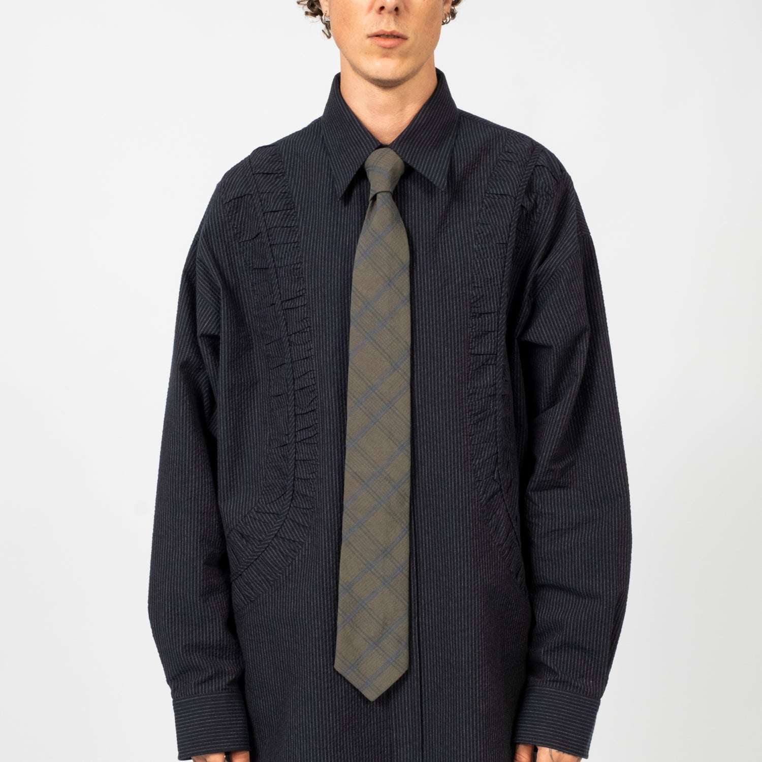 [SAGE NATION] CLASSIC TIE _ GREY/YELLOW CHECK