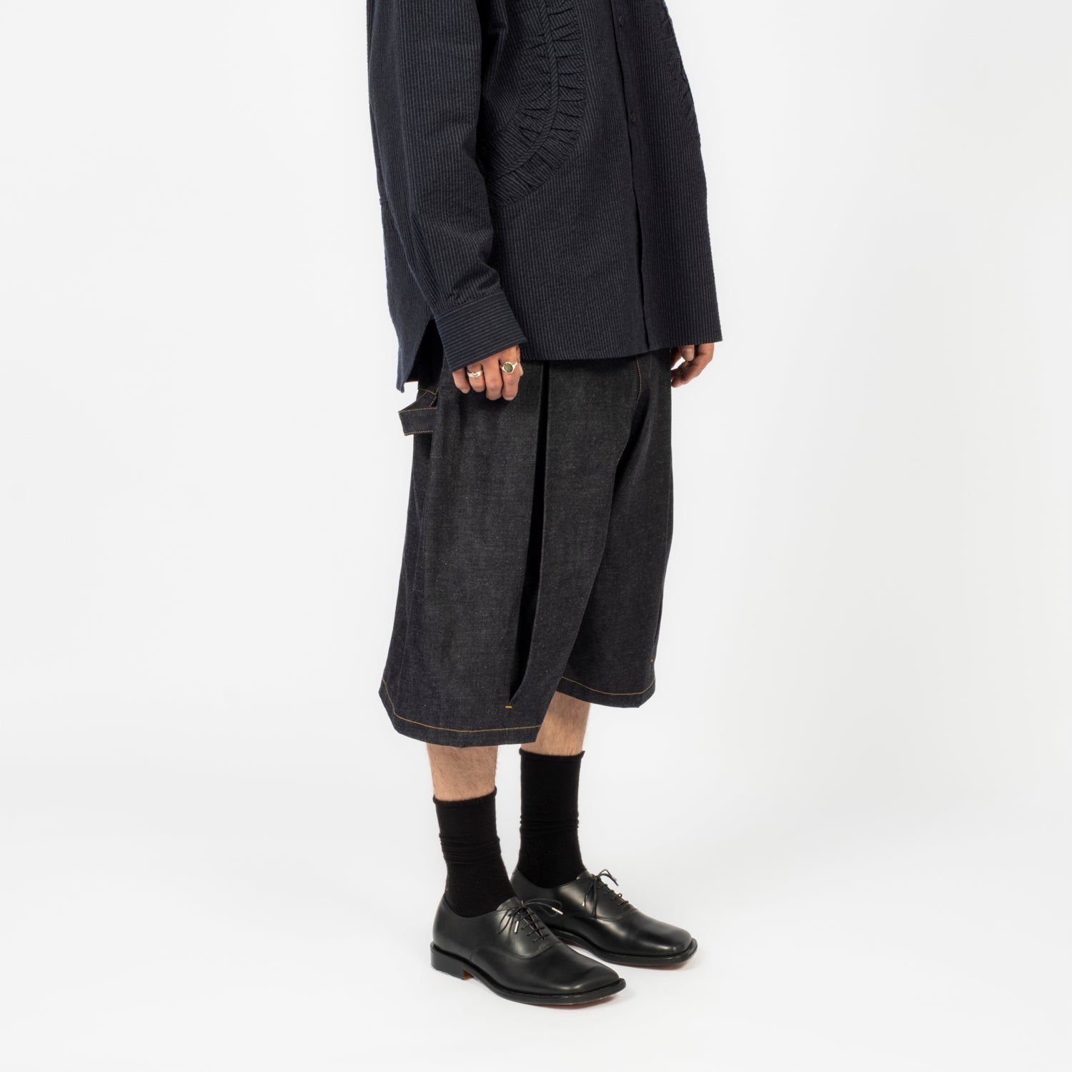 [SAGE NATION] BOX PLEAT SHORTS _ RAW INDIGO