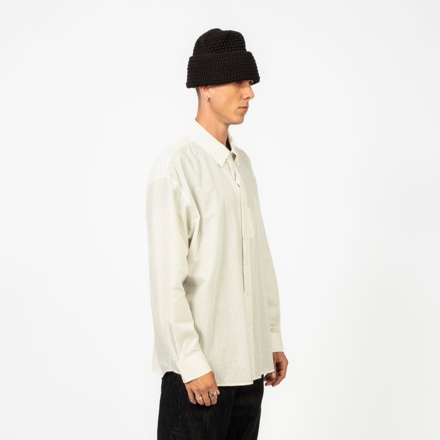 [DUNST] UNISEX CLASSIC STRIPED BD OVERSHIRT _ CREAM STRIPE