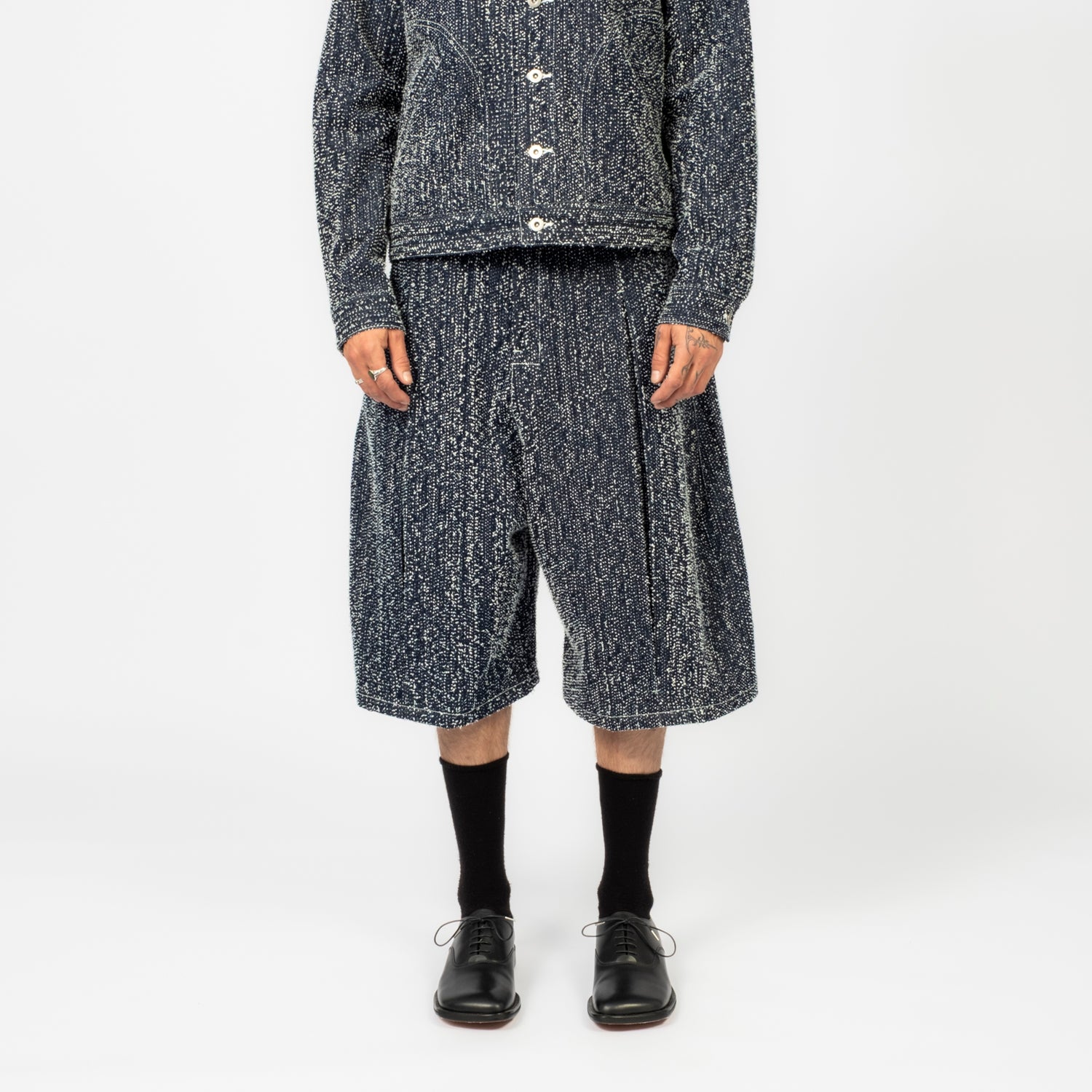 [SAGE NATION] BOX PLEAT SHORTS _ SNOW NEP