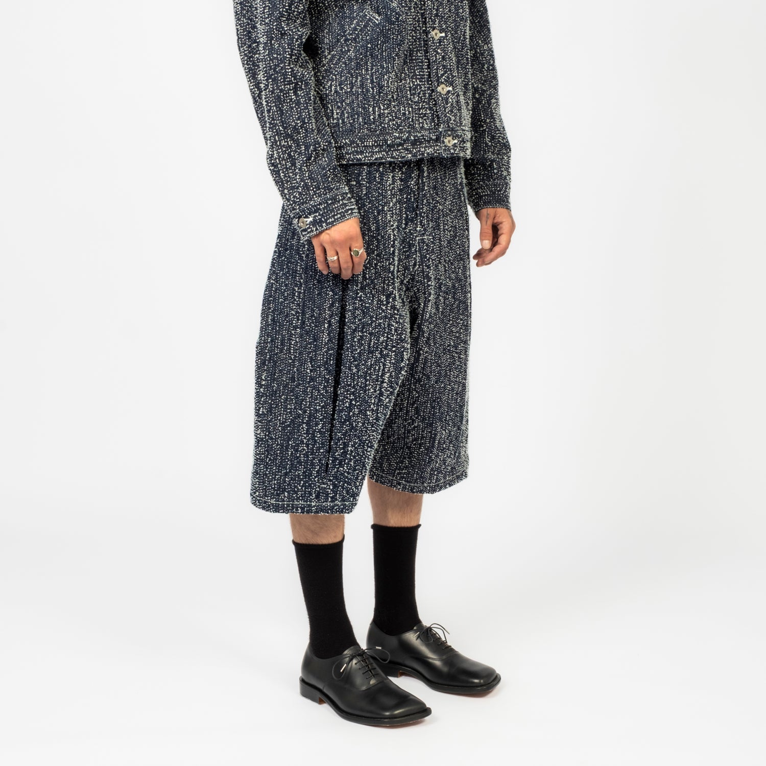 [SAGE NATION] BOX PLEAT SHORTS _ SNOW NEP