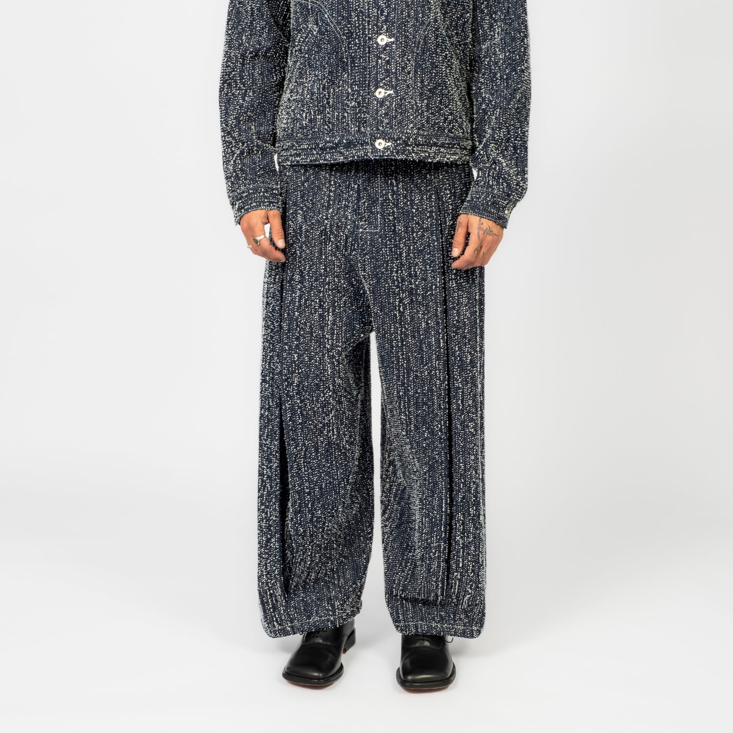 [SAGE NATION] BOX PLEAT TROUSER DENIM _ SNOW NEP