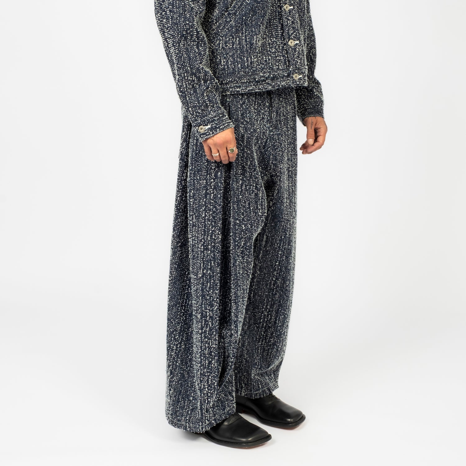 [SAGE NATION] BOX PLEAT TROUSER DENIM _ SNOW NEP