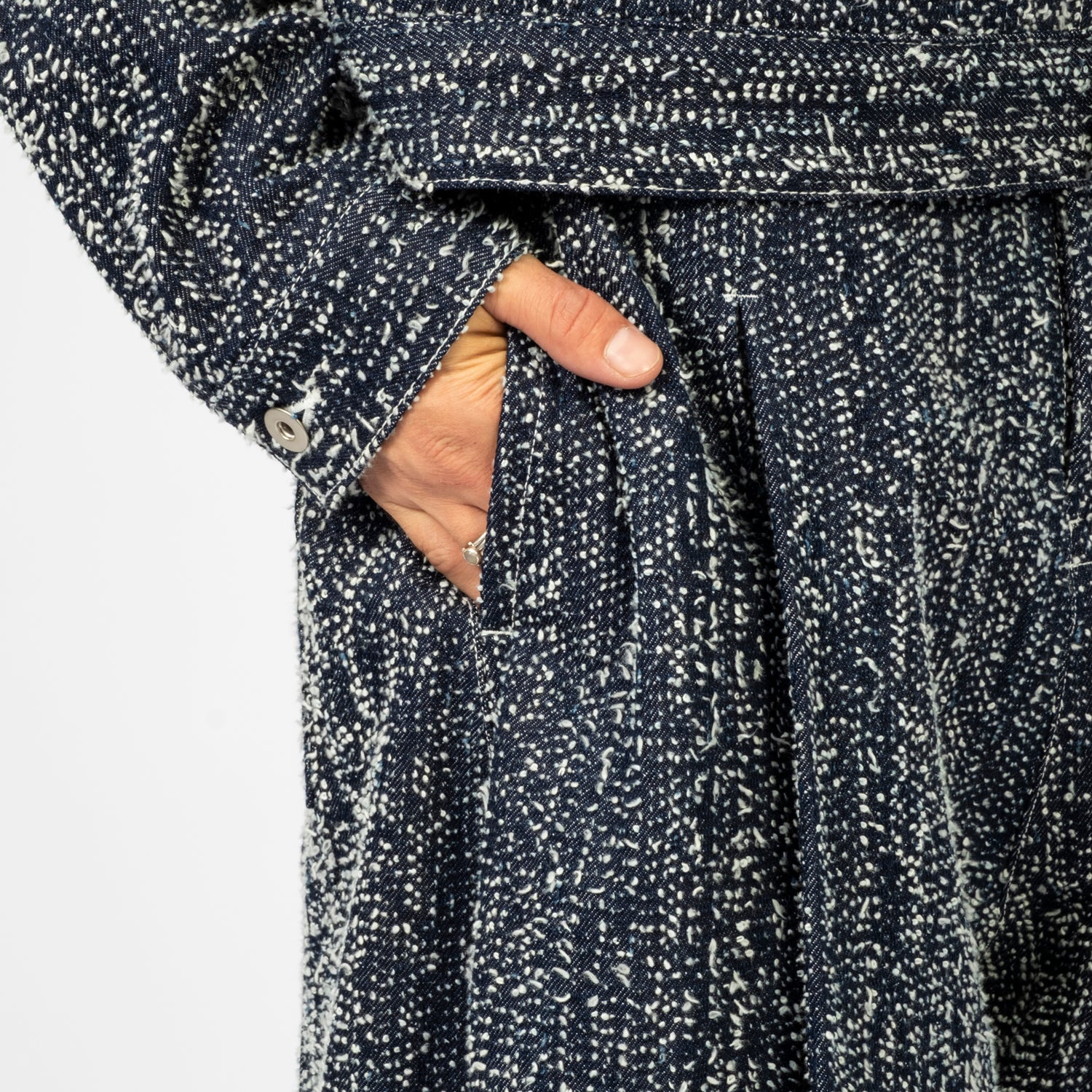 SAGE NATION] BOX PLEAT TROUSER DENIM _ SNOW NEP