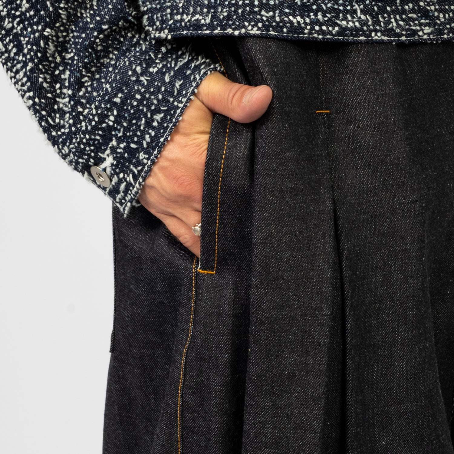 SAGE NATION] BOX PLEAT TROUSER DENIM _ RAW DENIM