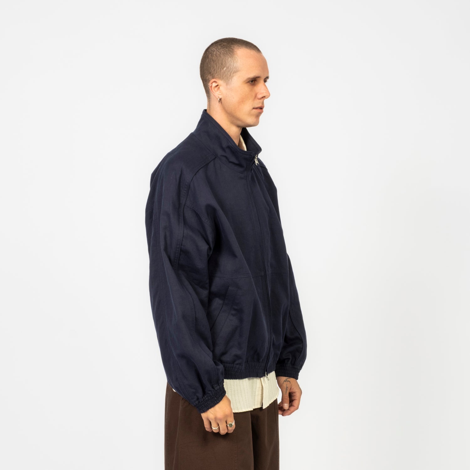 [DUNST] UNISEX LIGHT HARRINGTON JACKET _ NAVY