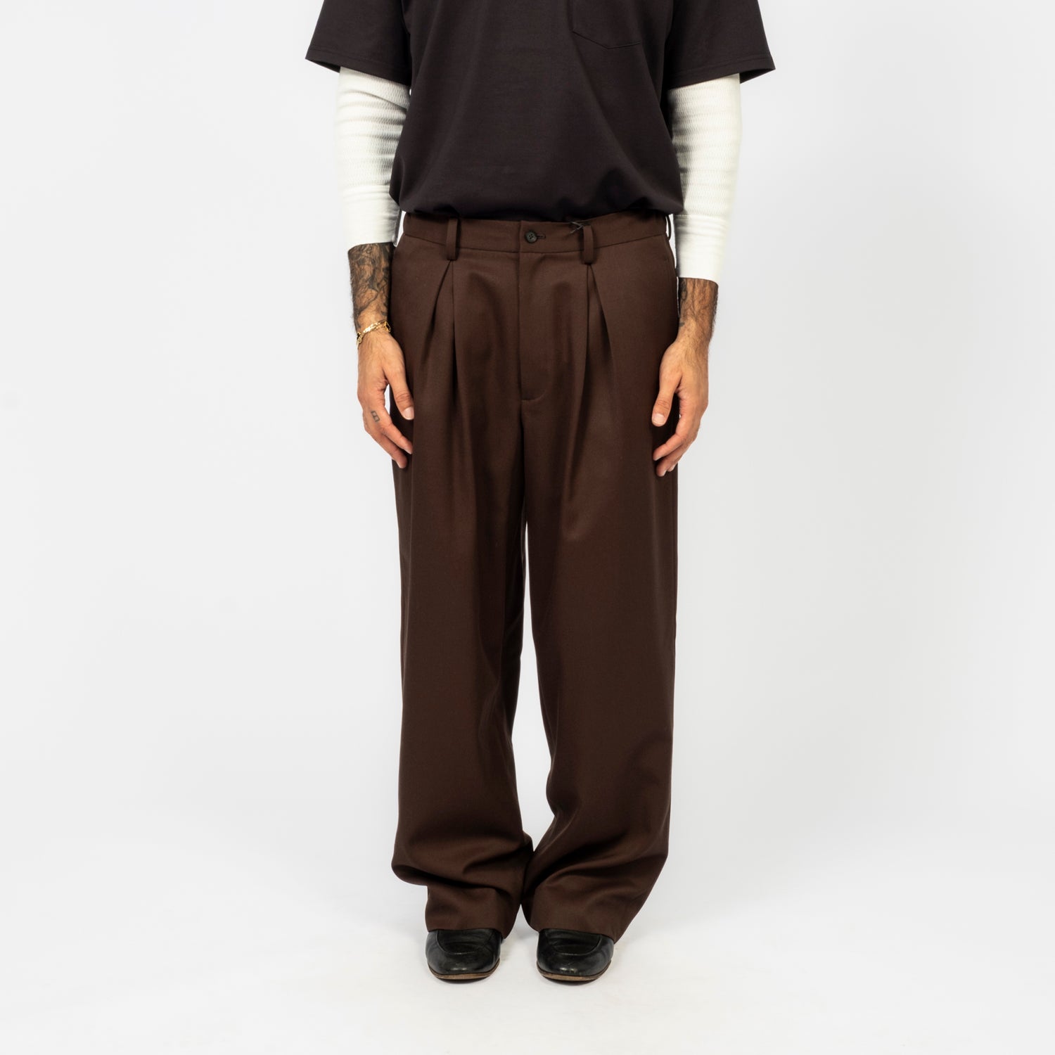 [SSSTEIN] ST.1428 EASY WIDE TROUSERS _ KHAKI