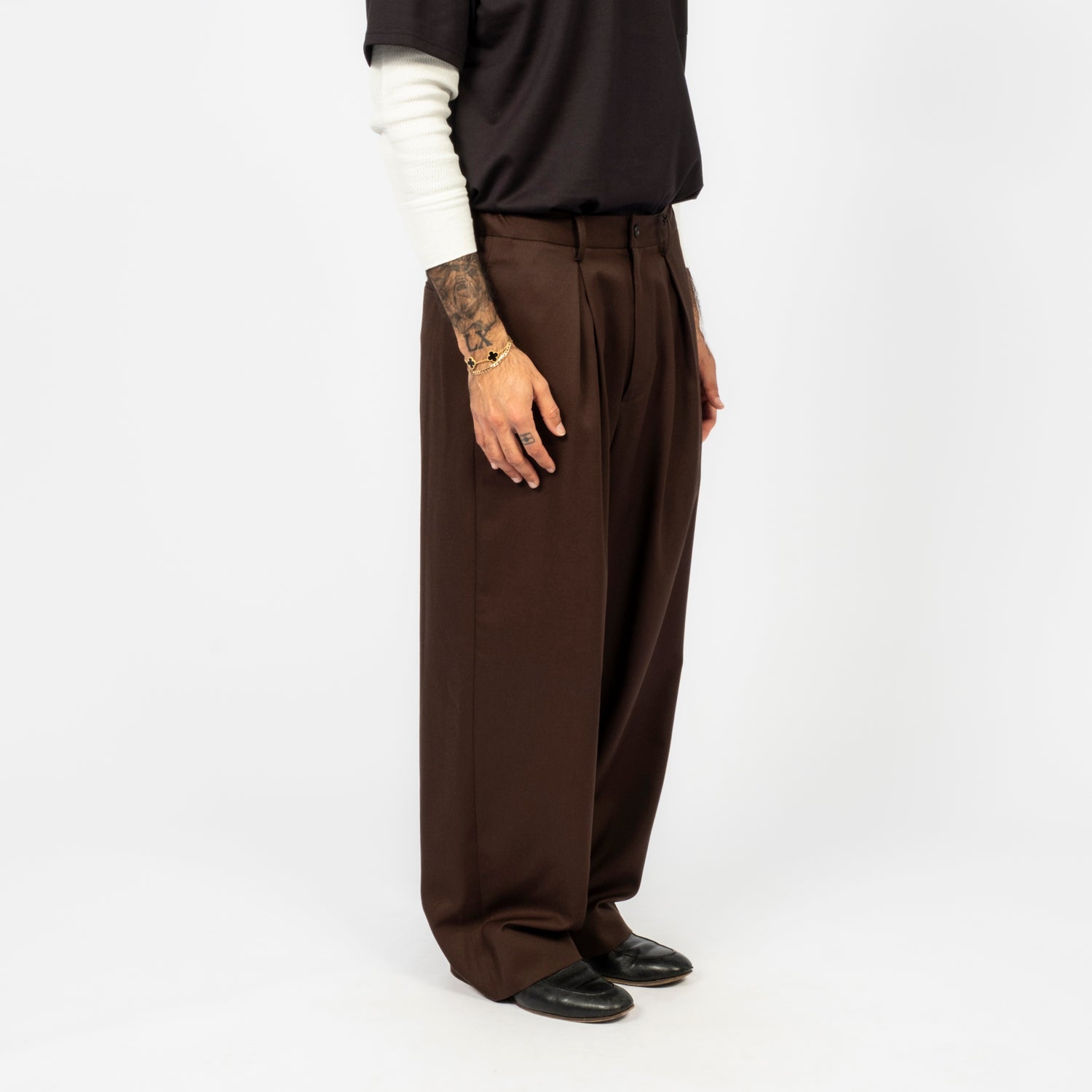 [SSSTEIN] ST.1428 EASY WIDE TROUSERS _ KHAKI