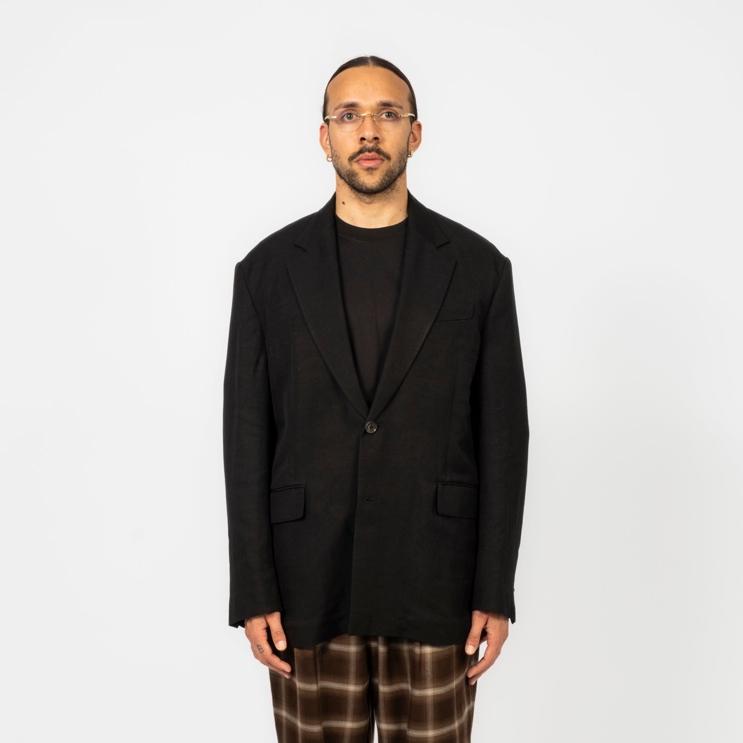 [SSSTEIN] ST.1416 VIS/LI/RA TWILL SINGLE BREASTED BLAZER  _ BLACK