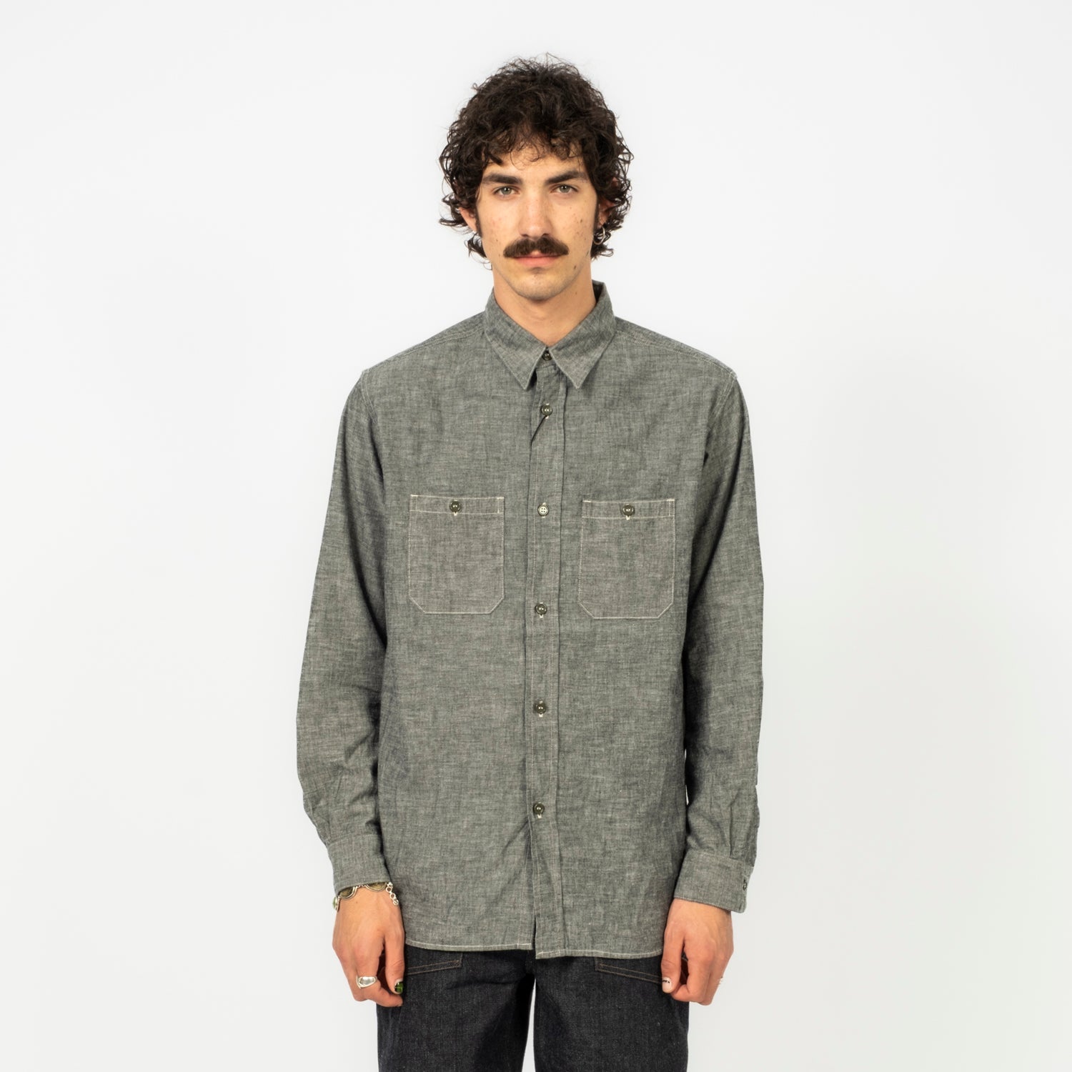 [NIGEL CABOURN] US NAVY SHIRT HANK DYEING _ BLACK