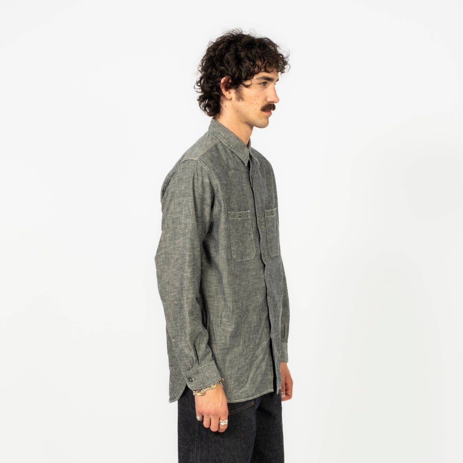 [NIGEL CABOURN] US NAVY SHIRT HANK DYEING _ BLACK