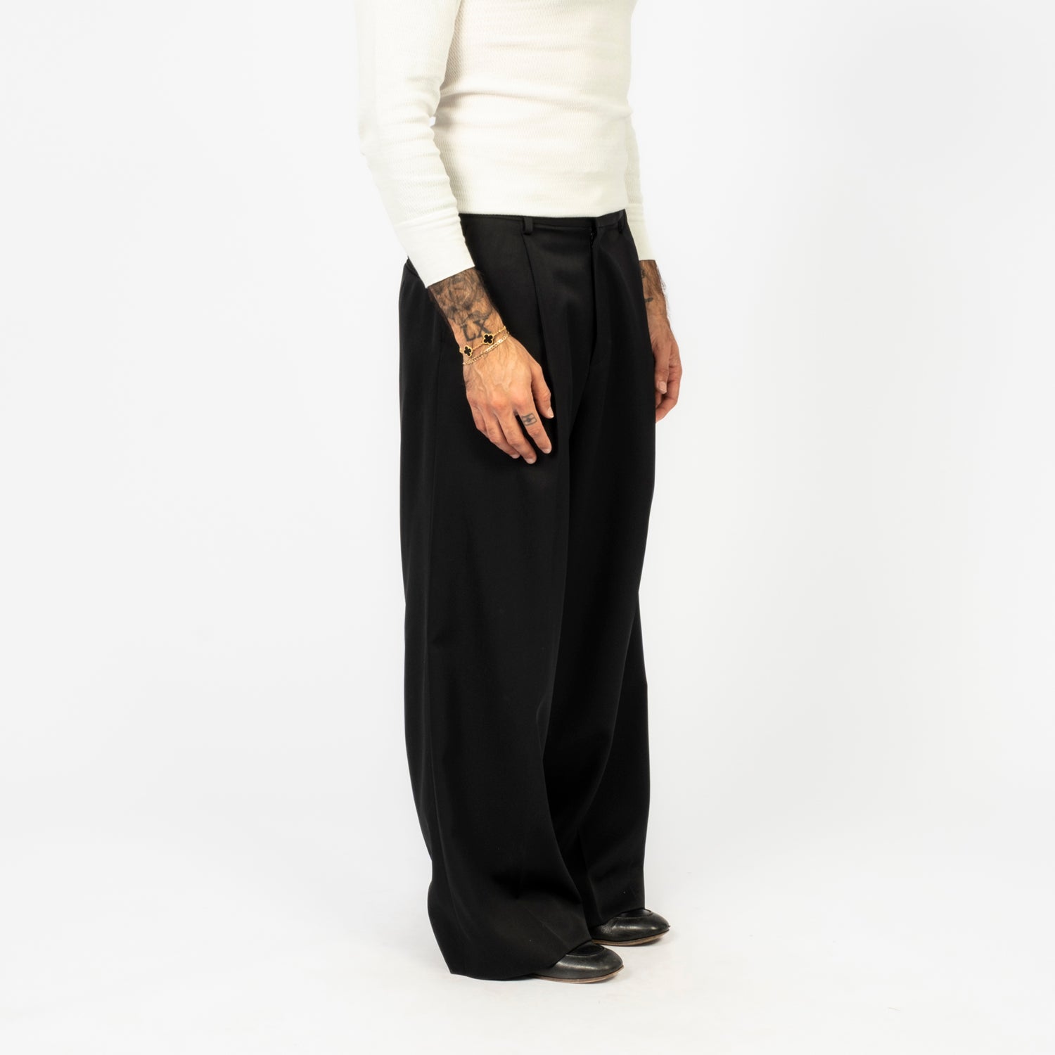 [SSSTEIN] ST.1419 EXTRA WIDE TROUSERS _ BLACK