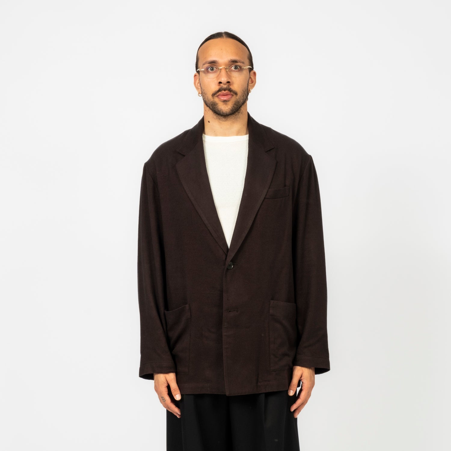 [SSSTEIN] ST.1438 RAYON SILK FLANNEL SINGLE BREASTED JACKET _ CHARCOAL