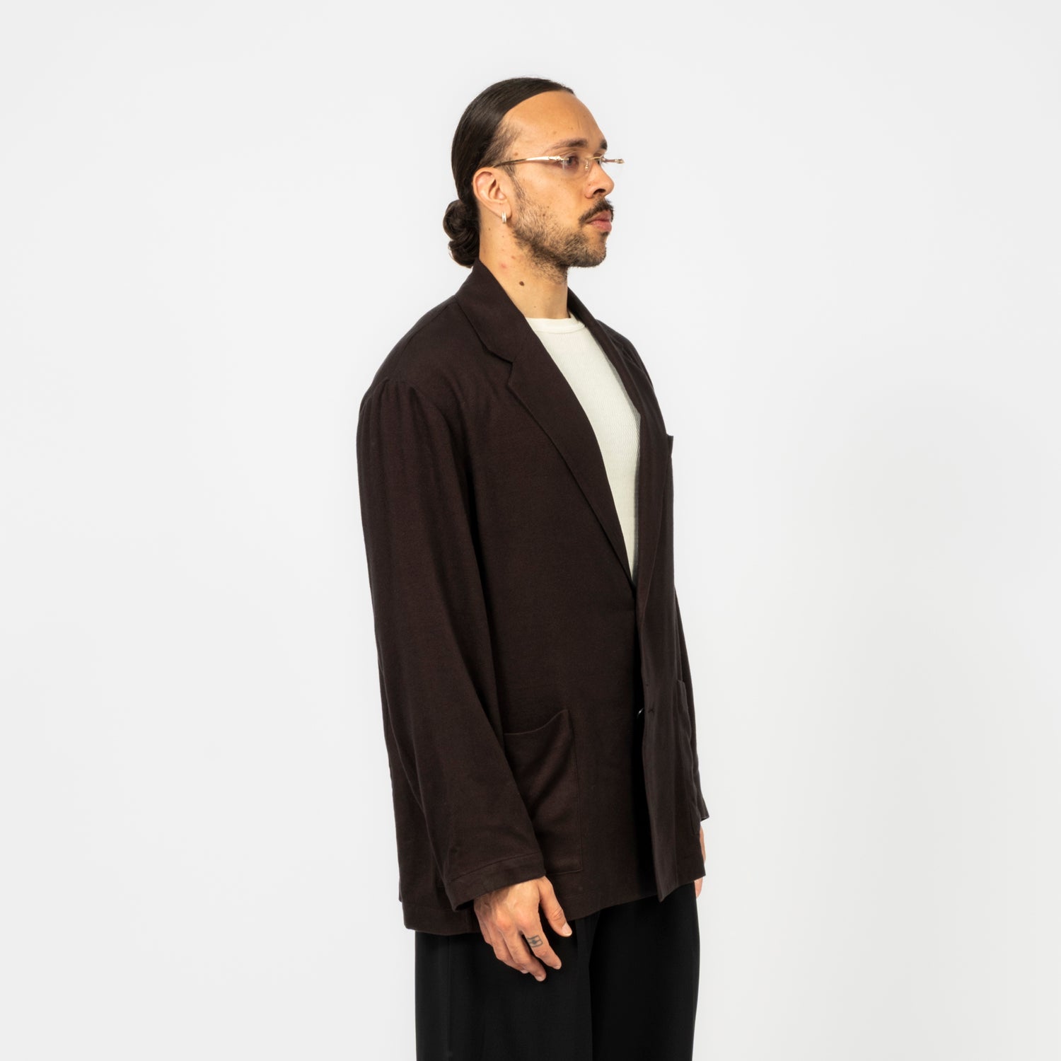 [SSSTEIN] ST.1438 RAYON SILK FLANNEL SINGLE BREASTED JACKET _ CHARCOAL