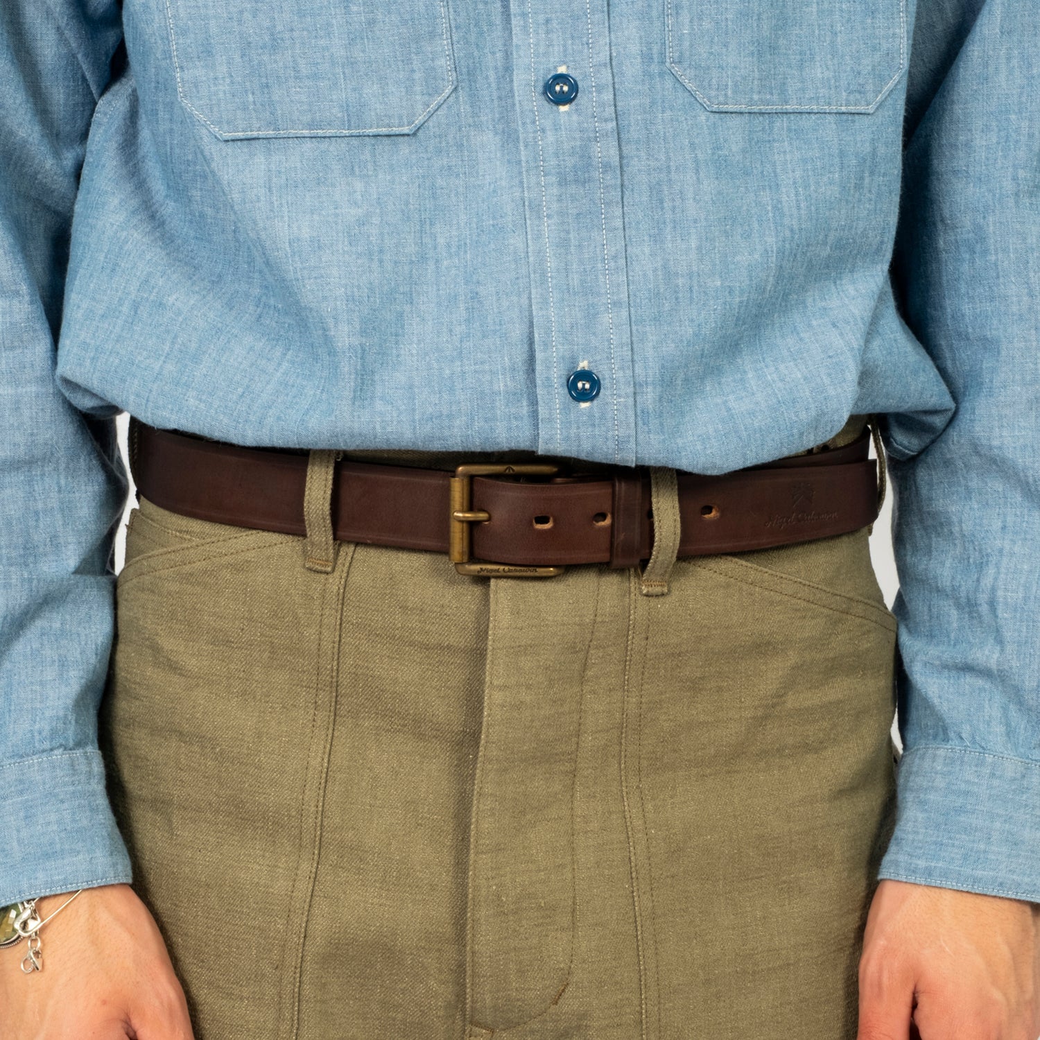 [NIGEL CABOURN] 40S ARMY BELT PEAT LABEL _ DARK BROWN
