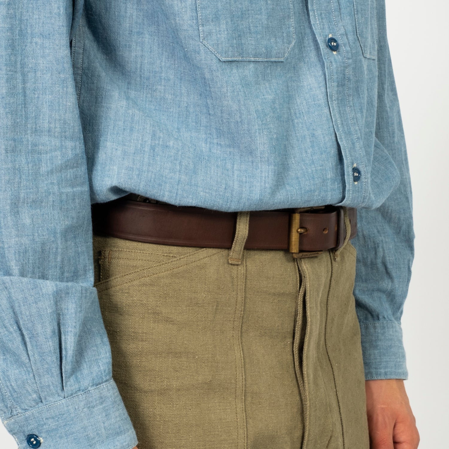 [NIGEL CABOURN] 40S ARMY BELT PEAT LABEL _ DARK BROWN