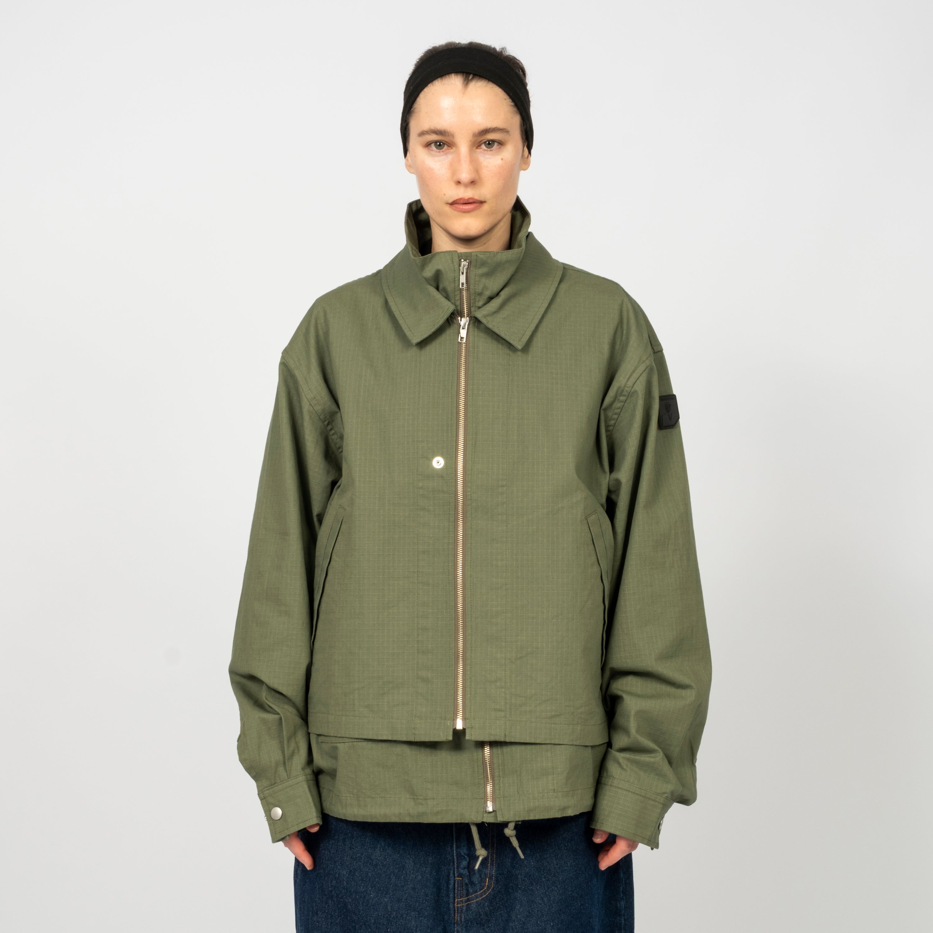 [PHINGERIN] DOUBLE ZIP RIPSTOP JACKET _ OLIVE DRAB