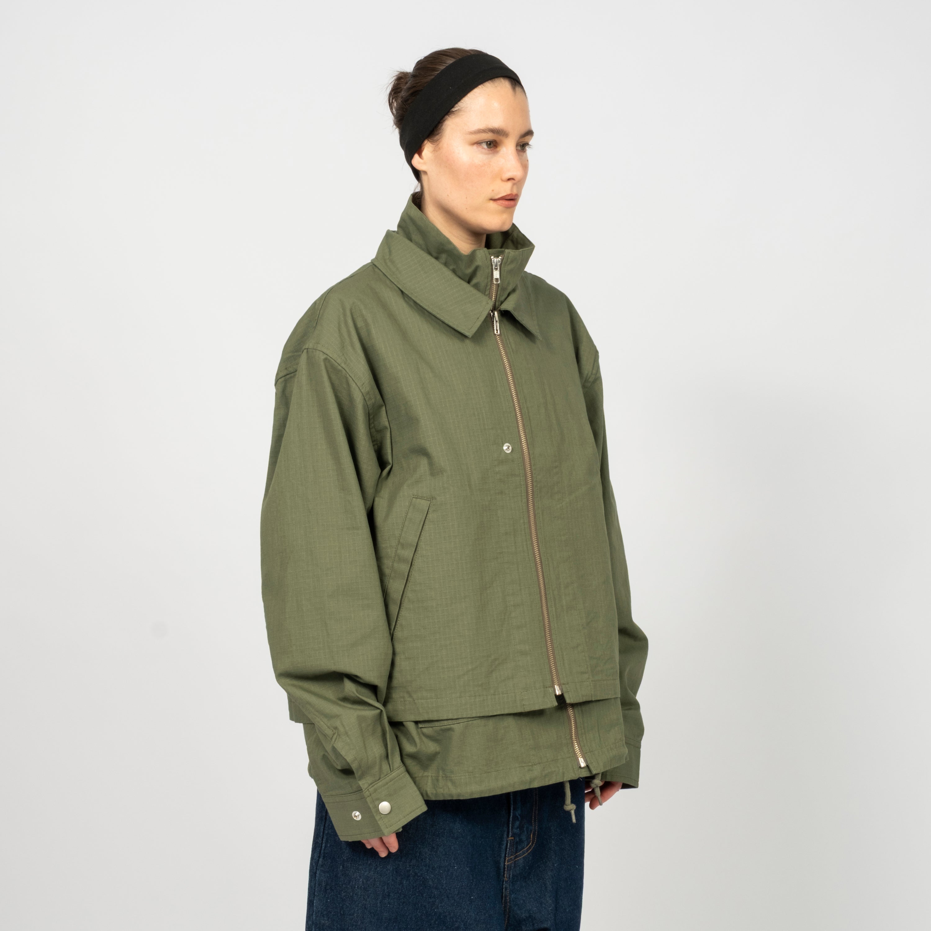 [PHINGERIN] DOUBLE ZIP RIPSTOP JACKET _ OLIVE DRAB