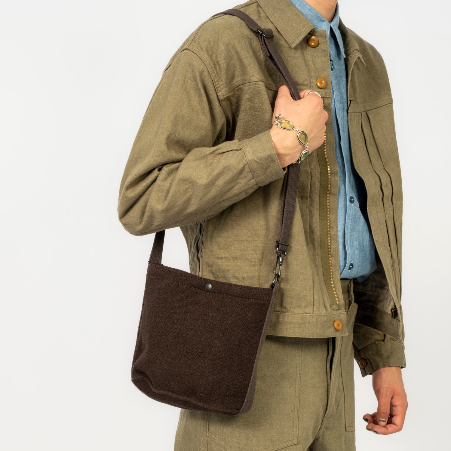 [NIGEL CABOURN] MAGAZINE BAG RAG _ DARK BROWN