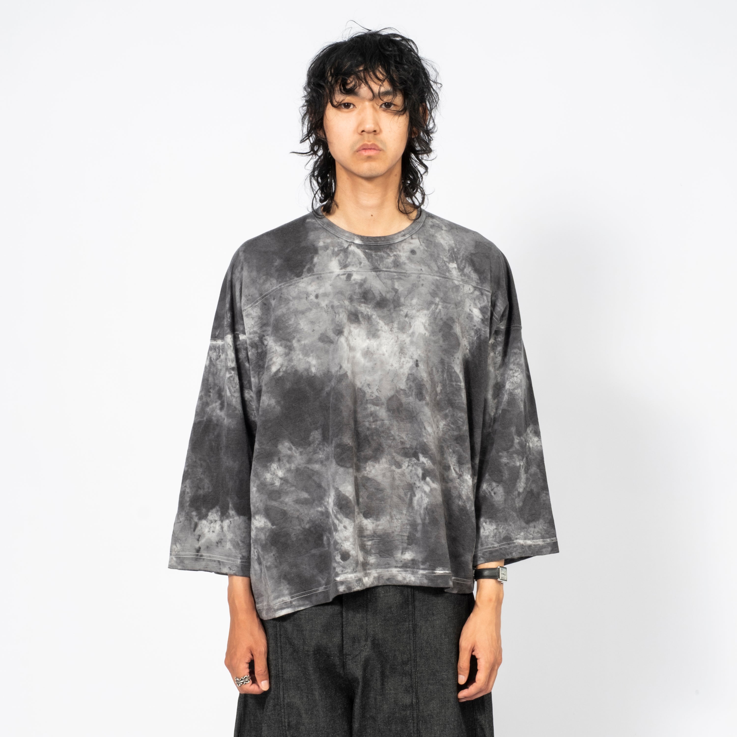[INNAT] WOOL TIE-DYE FOOTBALL TEE _ BLACK