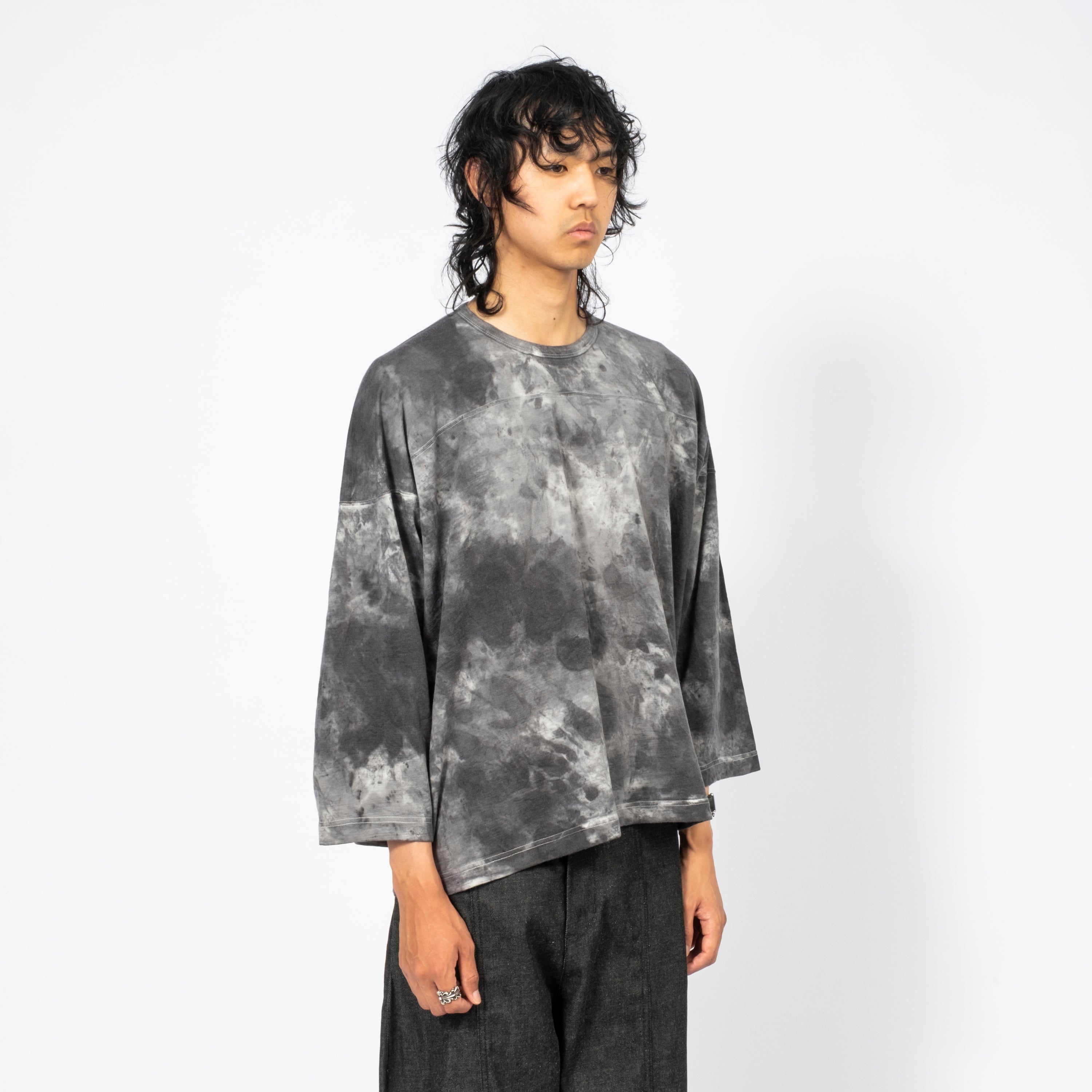 [INNAT] WOOL TIE-DYE FOOTBALL TEE _ BLACK