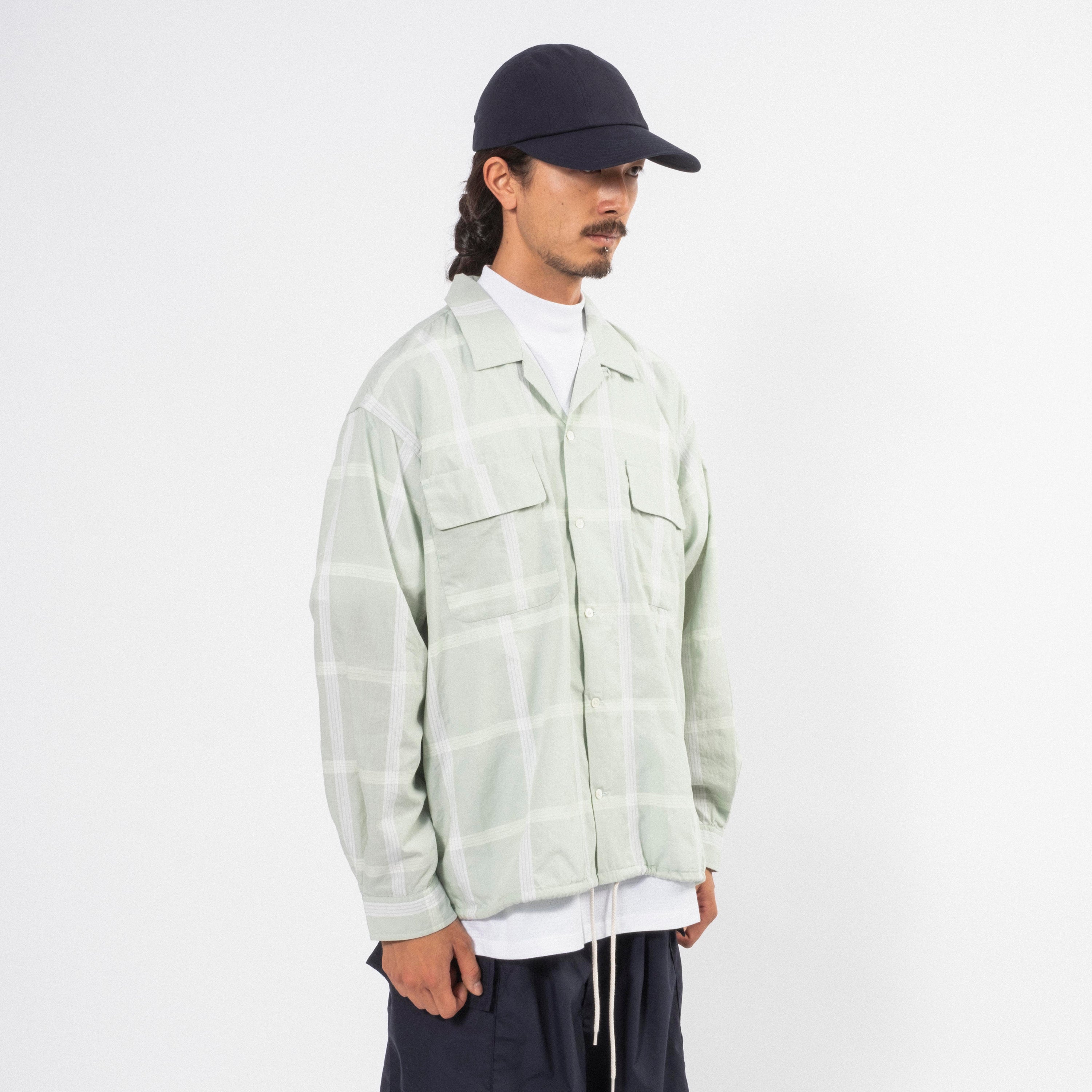 [NANAMICA] PALAKA CHECK SHIRT _ CORAL GREEN