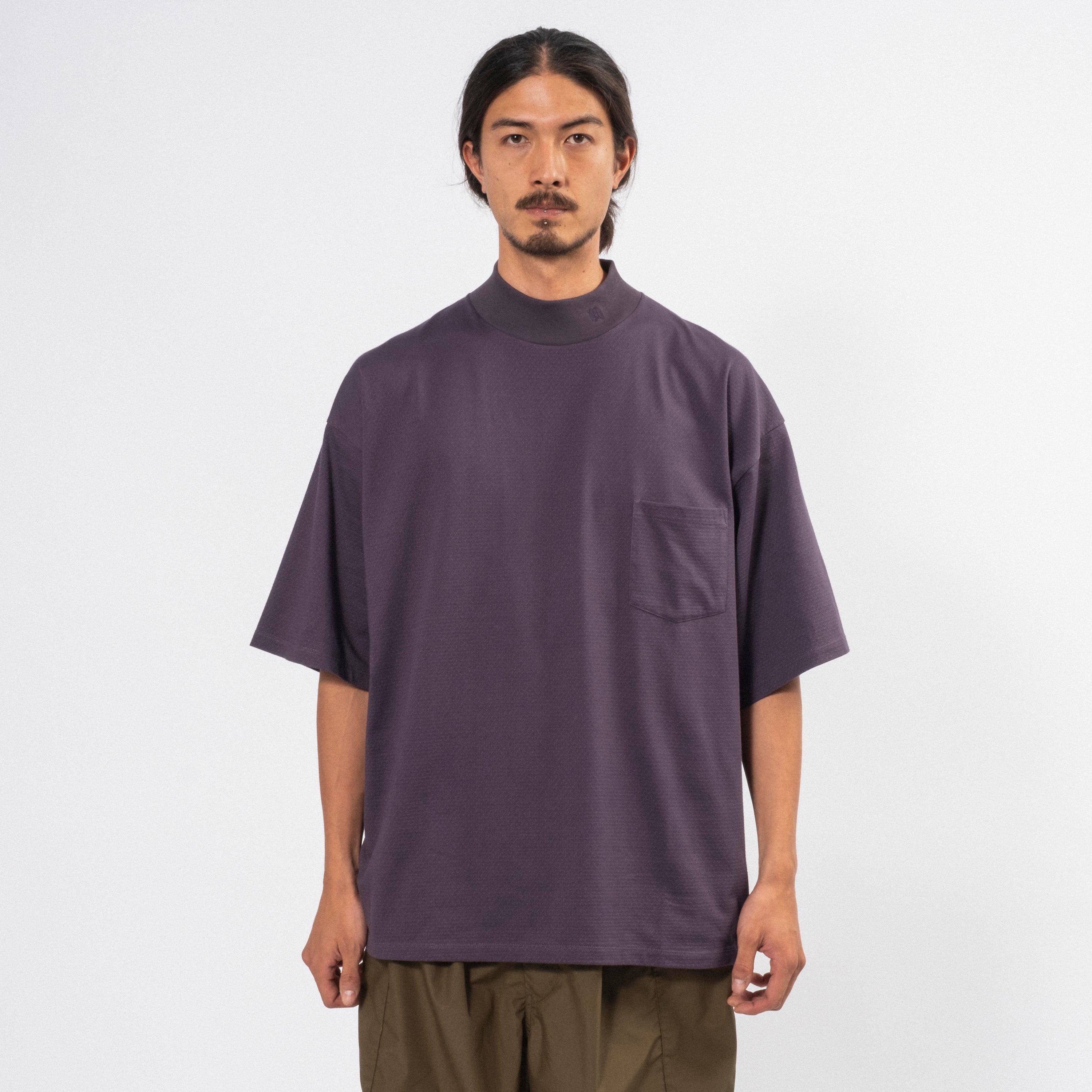 [NANAMICA] MOCK NECK TEE _ VINTAGE NAVY