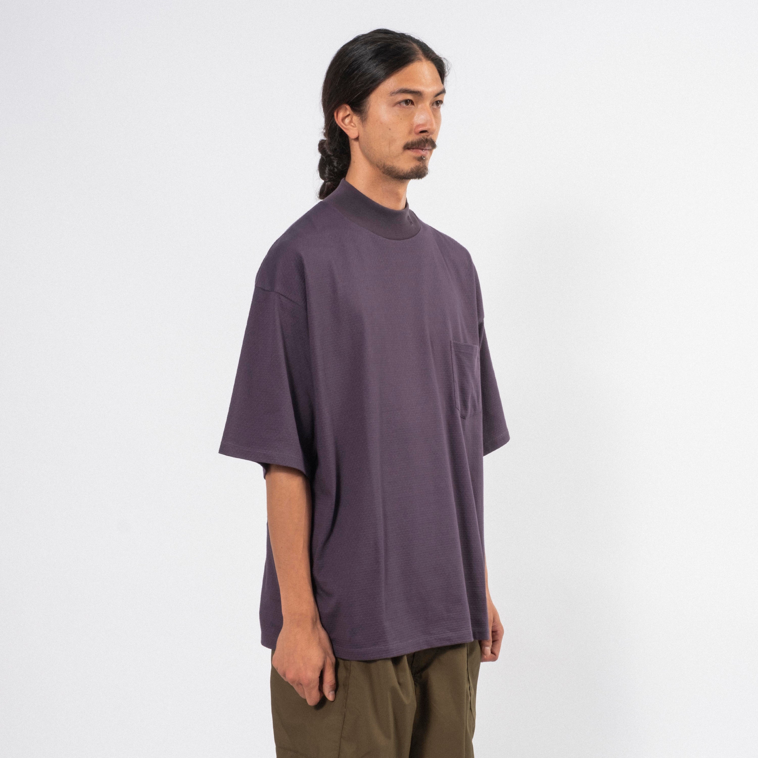 [NANAMICA] MOCK NECK TEE _ VINTAGE NAVY