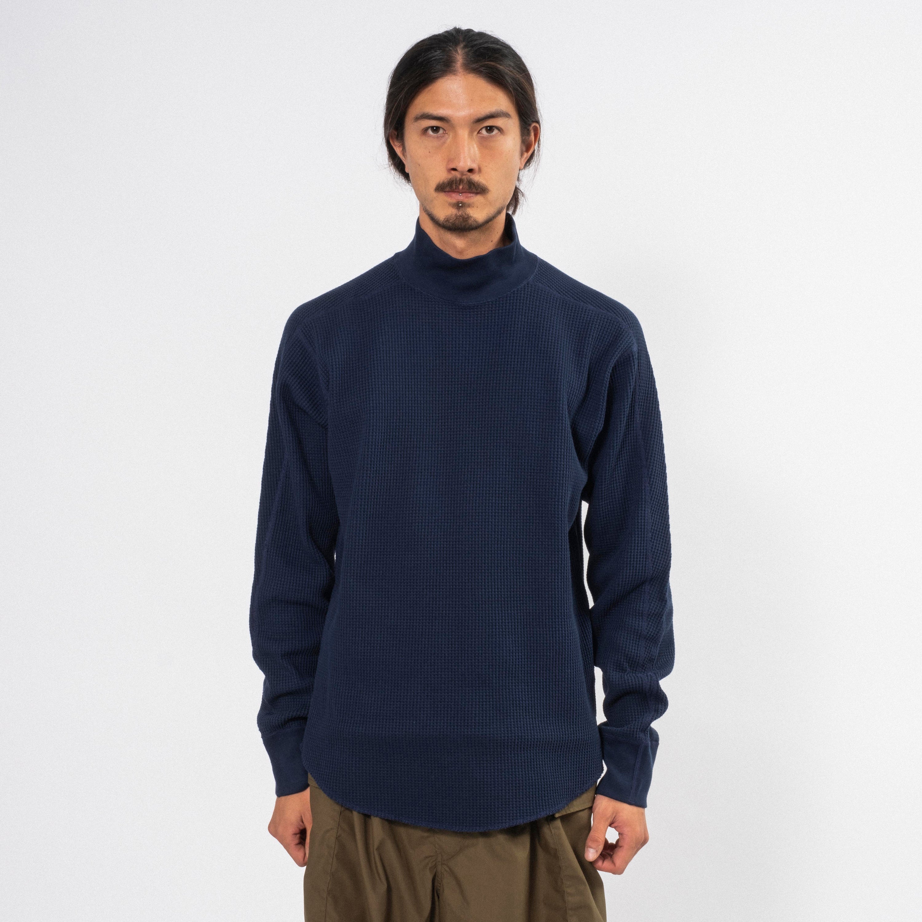 [NANAMICA] MOCK NECK THERMAL SWEAT _ NAVY
