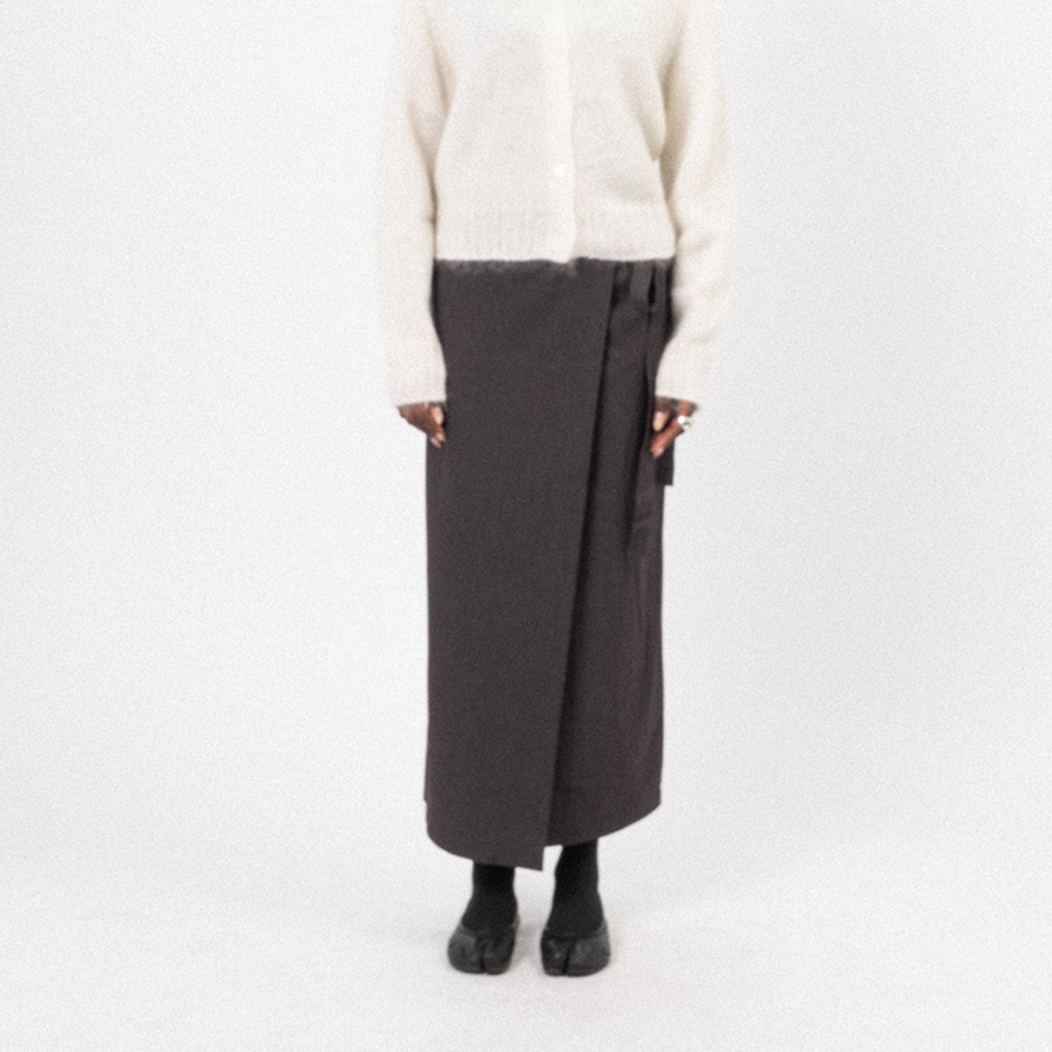 [DUNST] MAXI TIE SKIRT _ CHARCOAL GREY