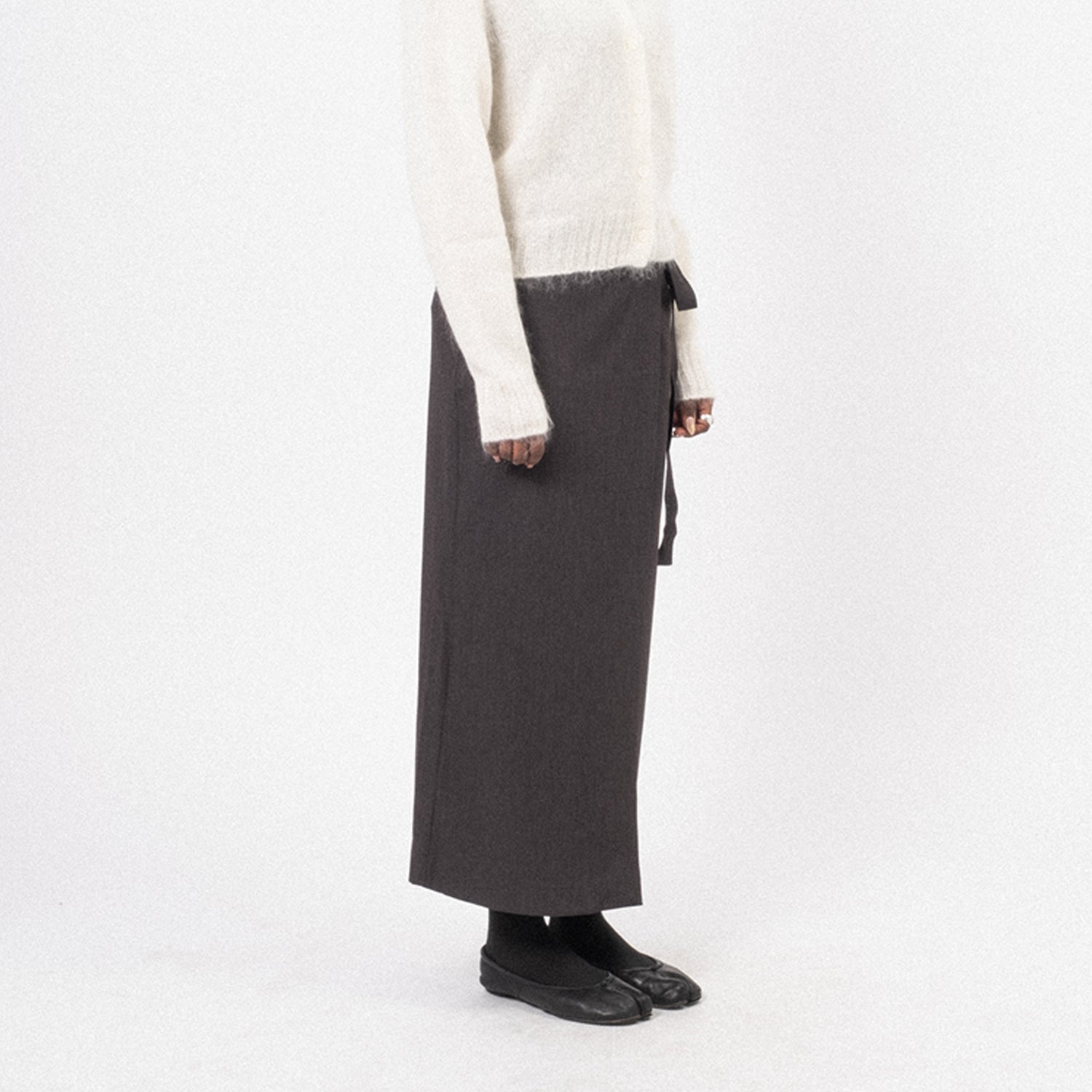 [DUNST] MAXI TIE SKIRT _ CHARCOAL GREY