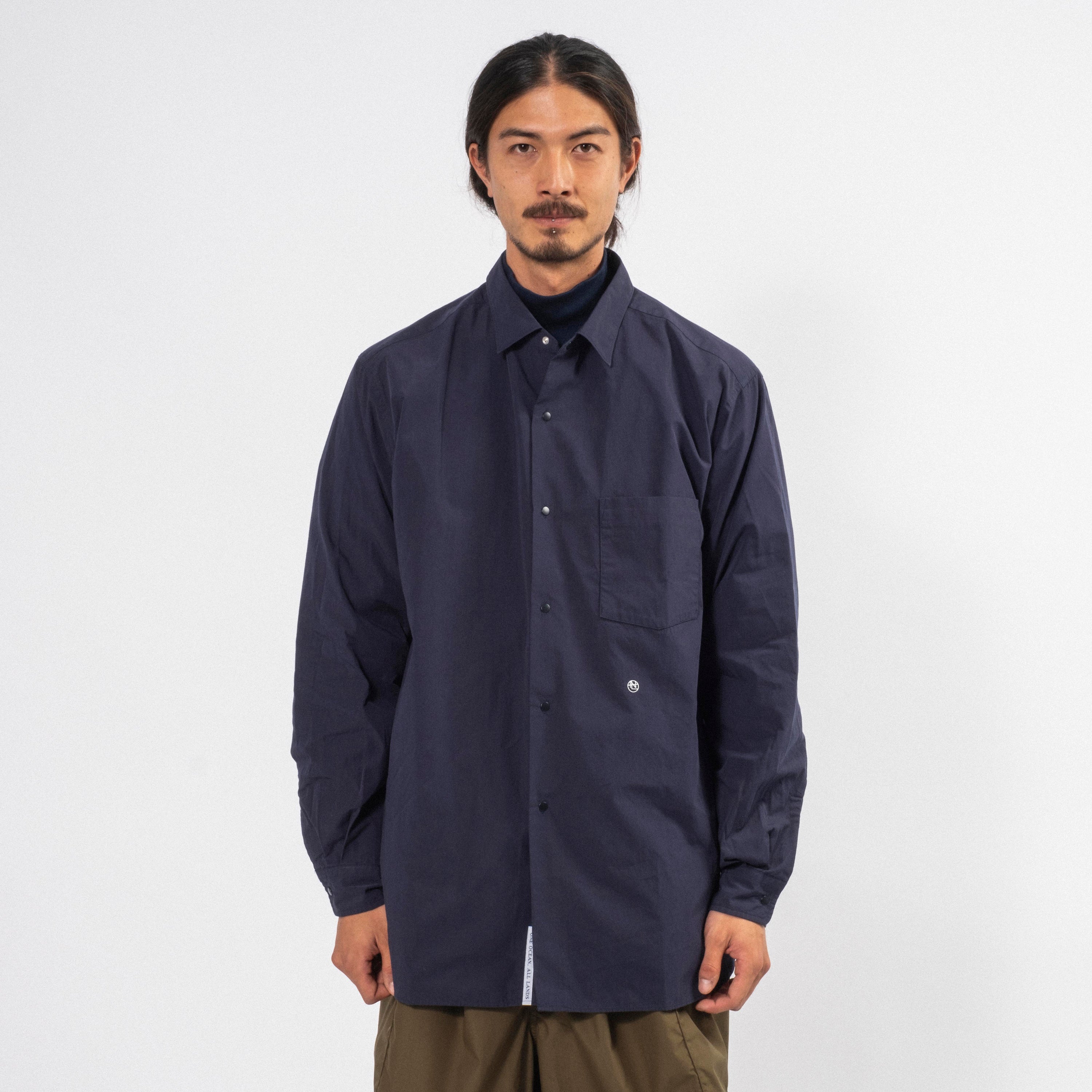 [NANAMICA] REGULAR COLLAR WIND SHIRT _ DARK NAVY