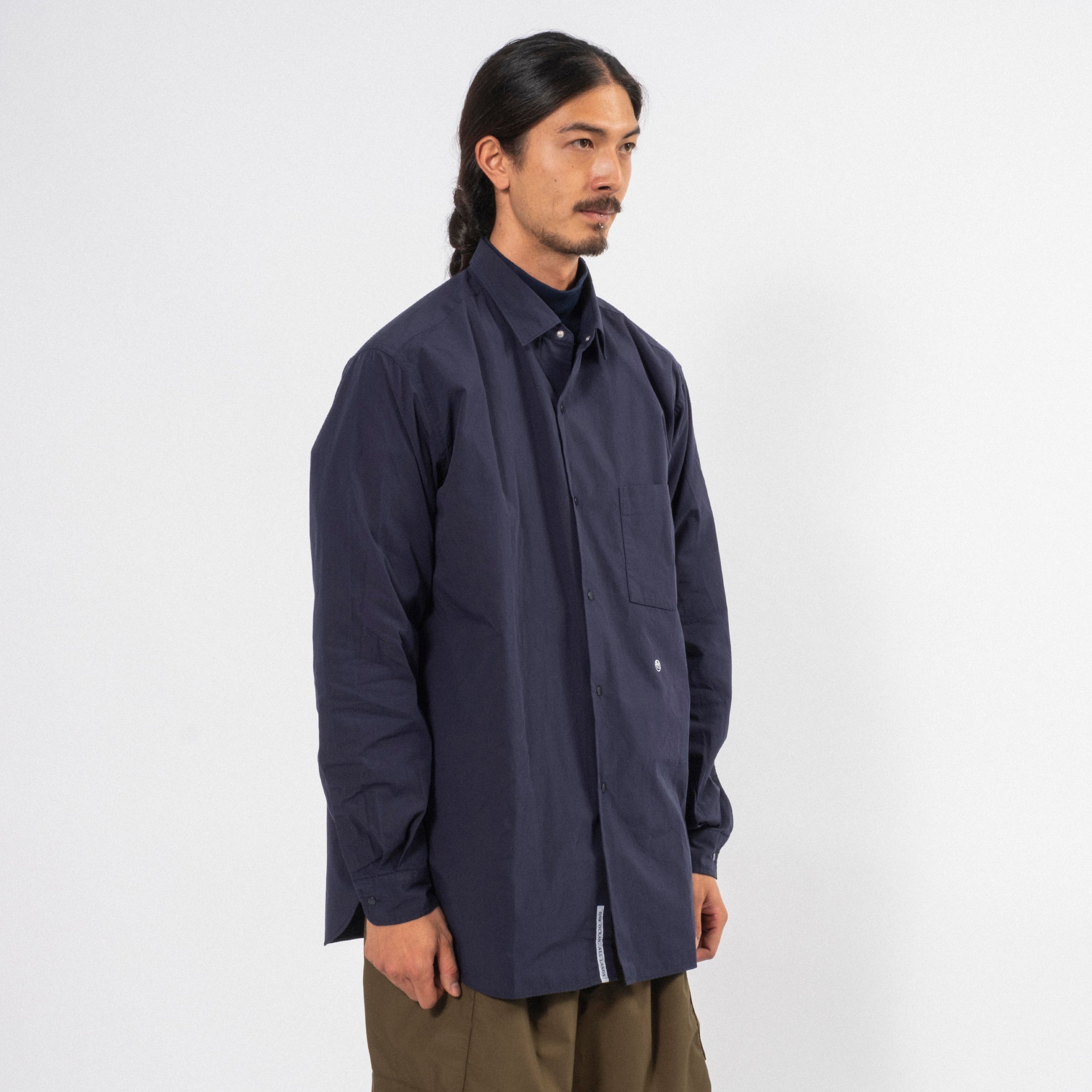 [NANAMICA] REGULAR COLLAR WIND SHIRT _ DARK NAVY