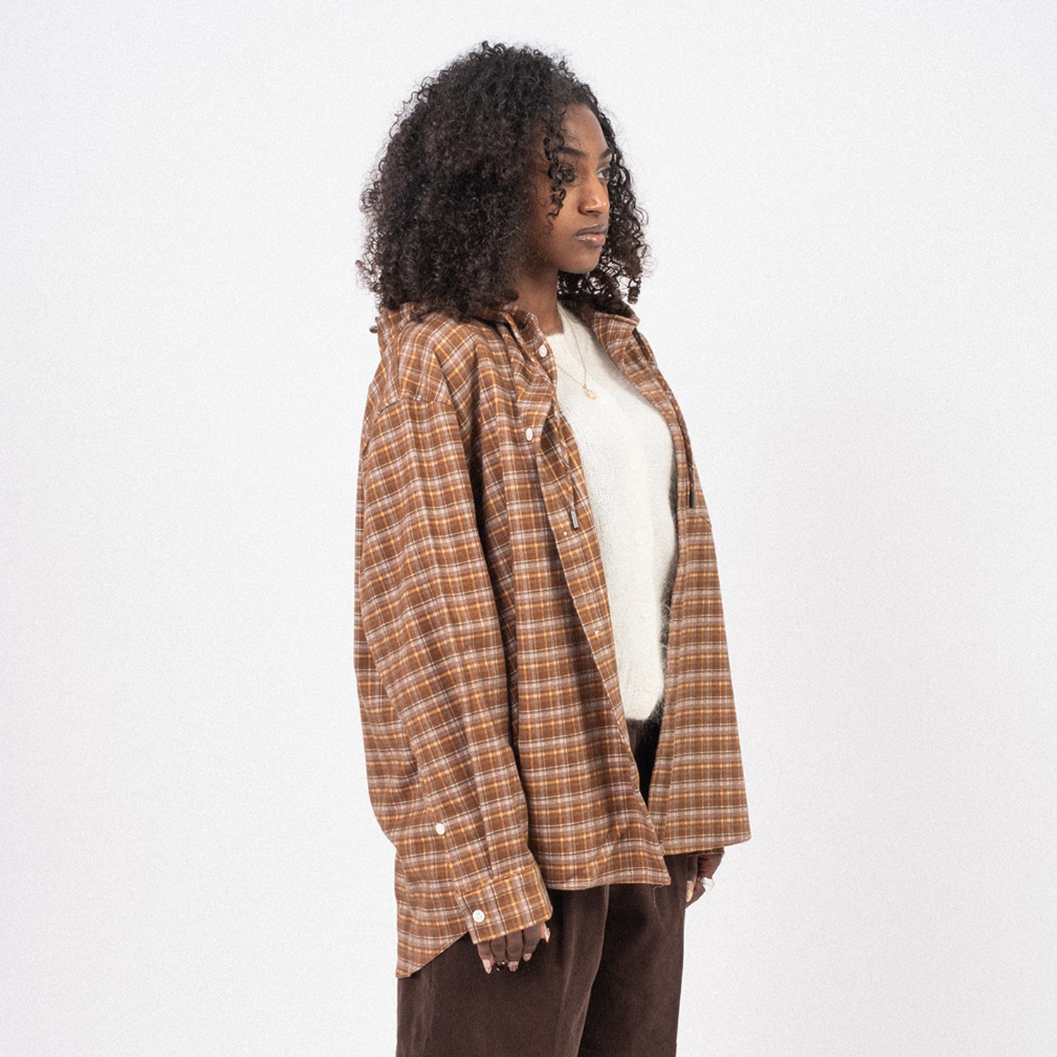 [DUNST] UNISEX HOODED SHIRT _ BEIGE CHECK