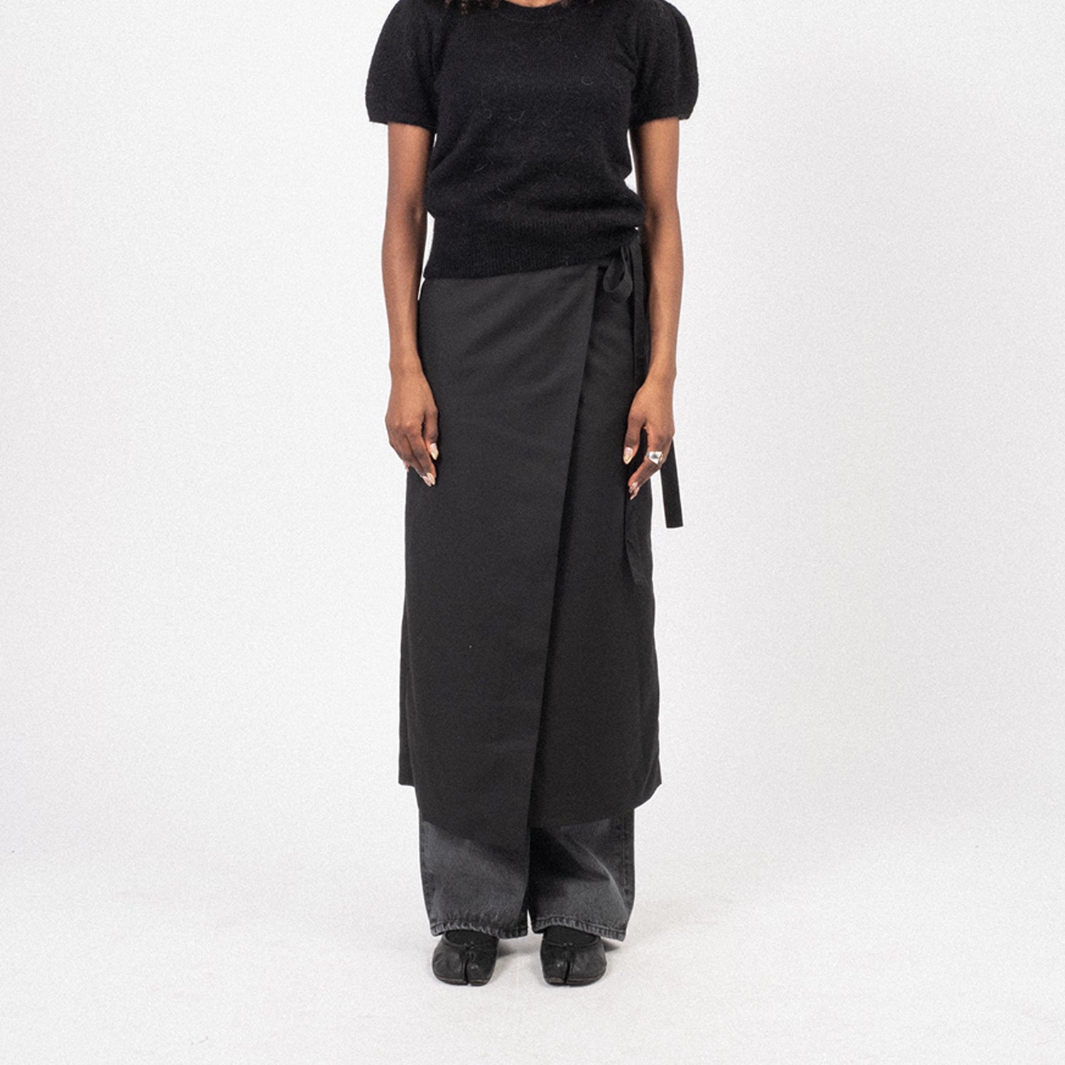 [DUNST] MAXI TIE SKIRT _ BLACK